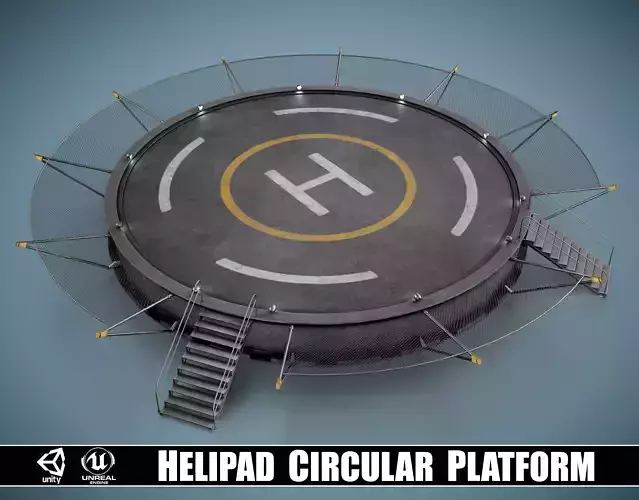 Helipad Circular Platform Low-poly 3D model