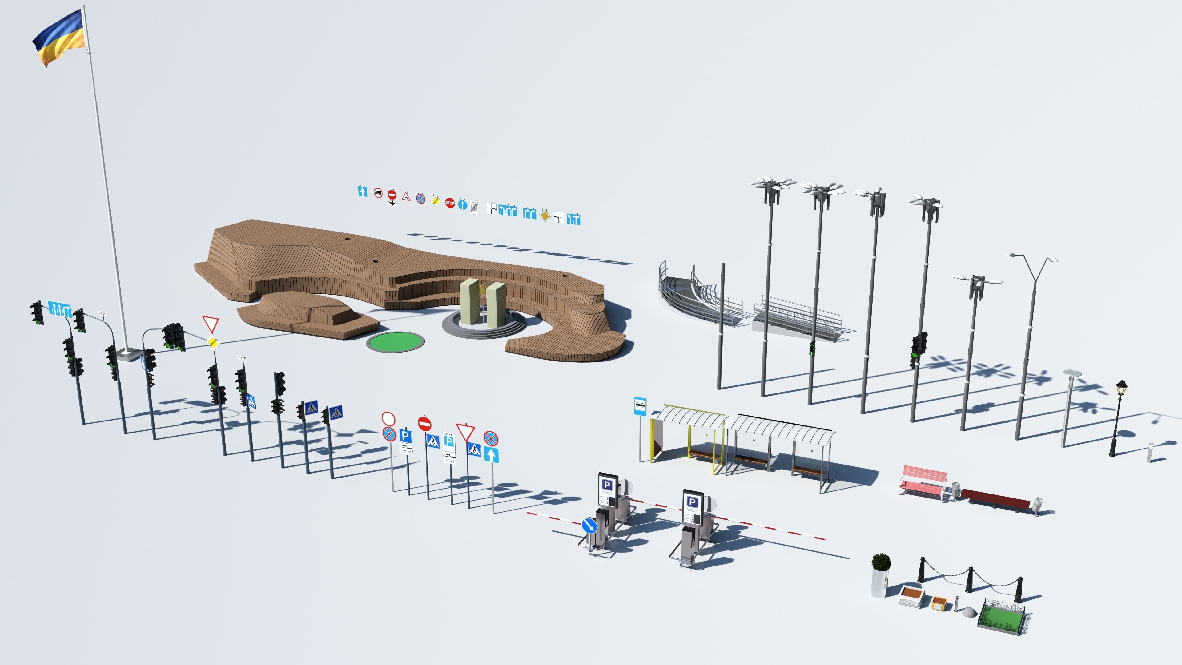 Props street Kyiv Ukraine Free low-poly 3D model_17