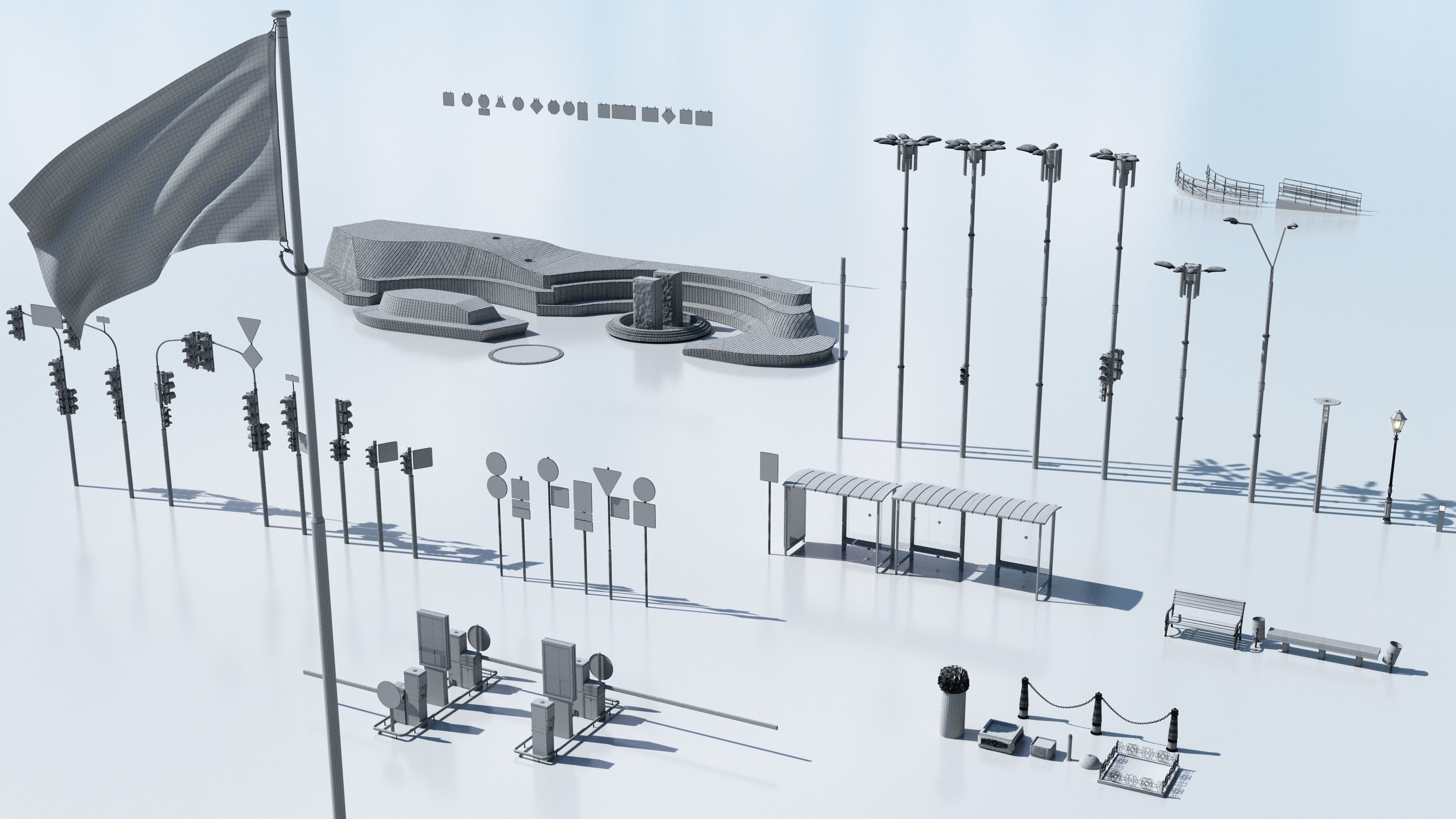 Props street Kyiv Ukraine Free low-poly 3D model_2