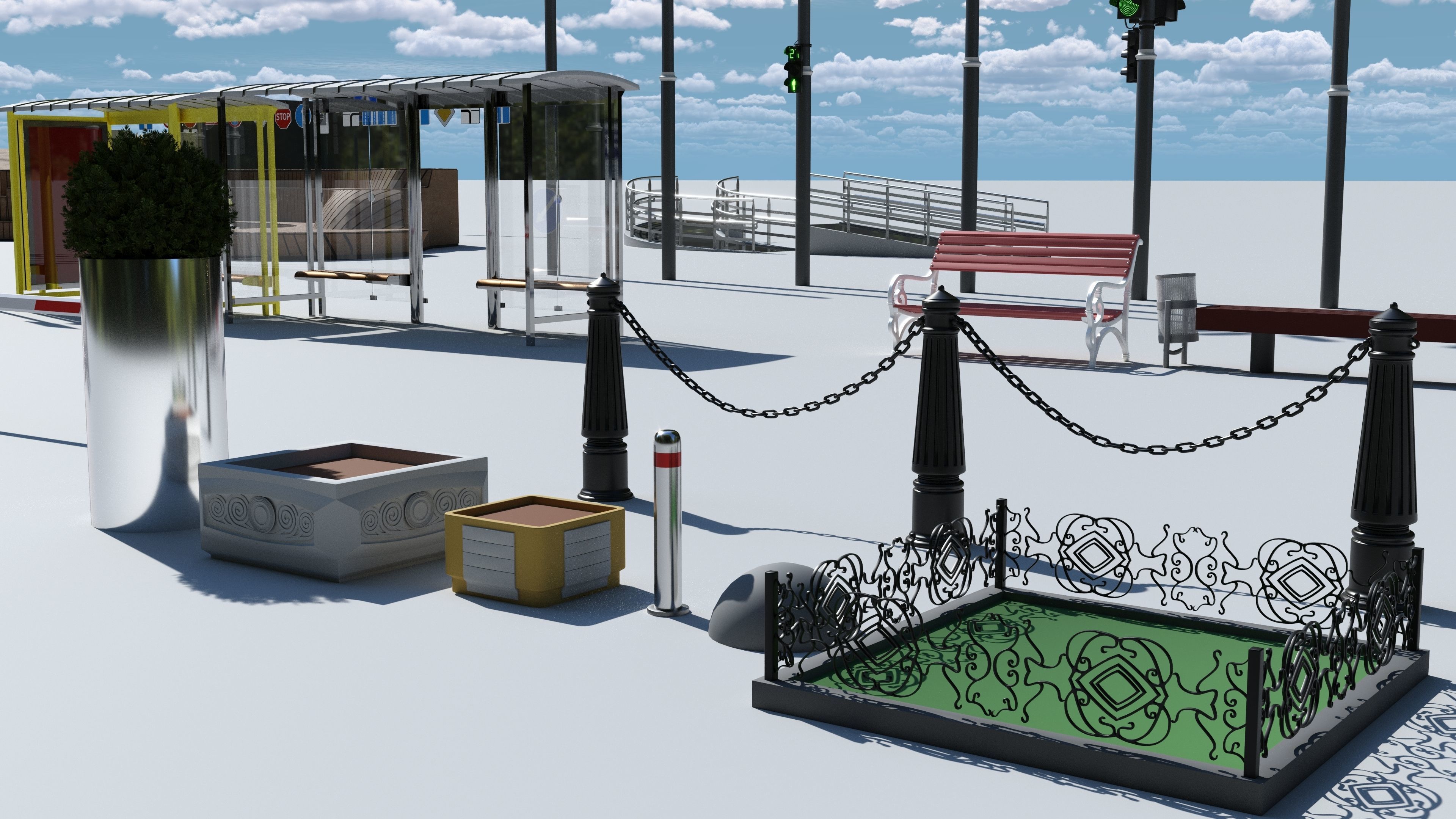 Props street Kyiv Ukraine Free low-poly 3D model_7