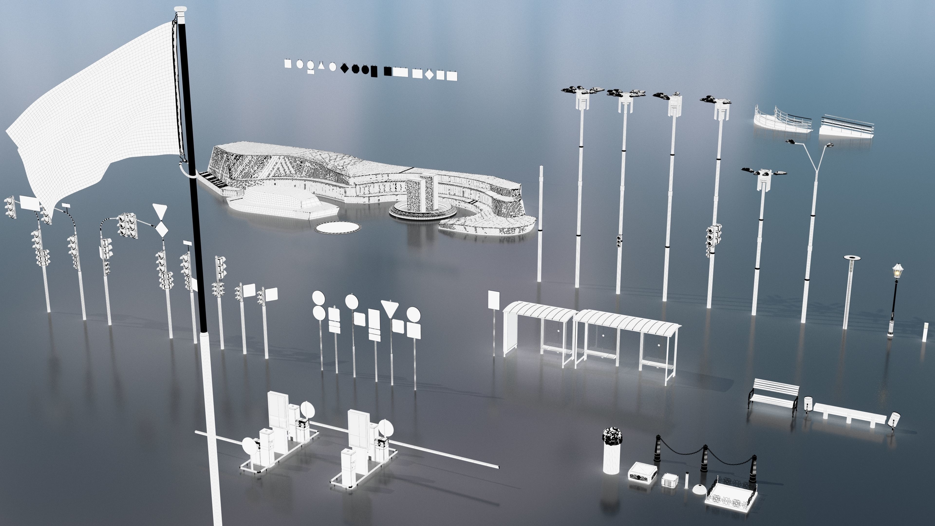 Props street Kyiv Ukraine Free low-poly 3D model_3