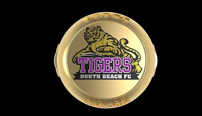 Fashionable Golden Tigers Ring 3D model