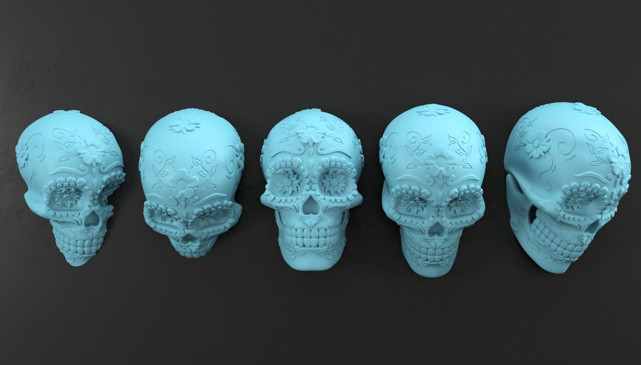 Sugar Skull Wall Decoration 3D print model_4