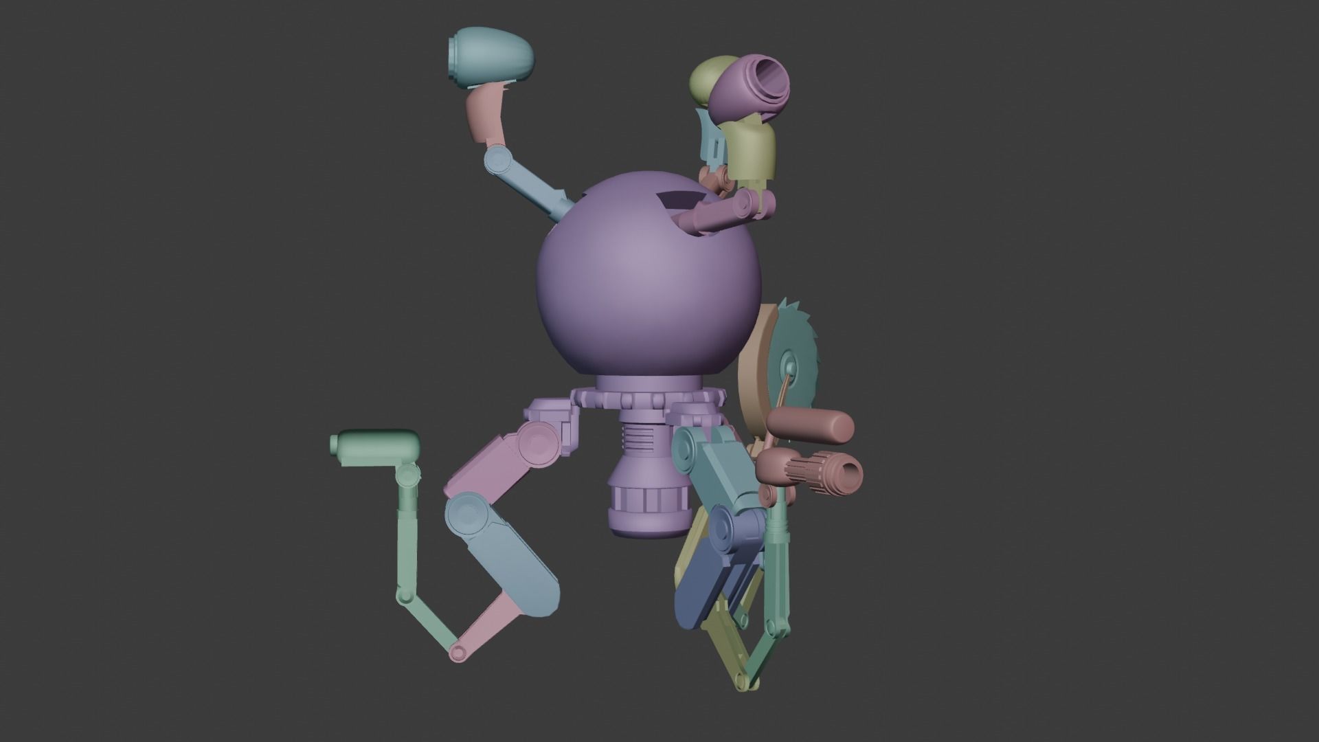 fallout Mr Handy Robot Rig 3D Low-poly 3D model Free low-poly 3D model_11