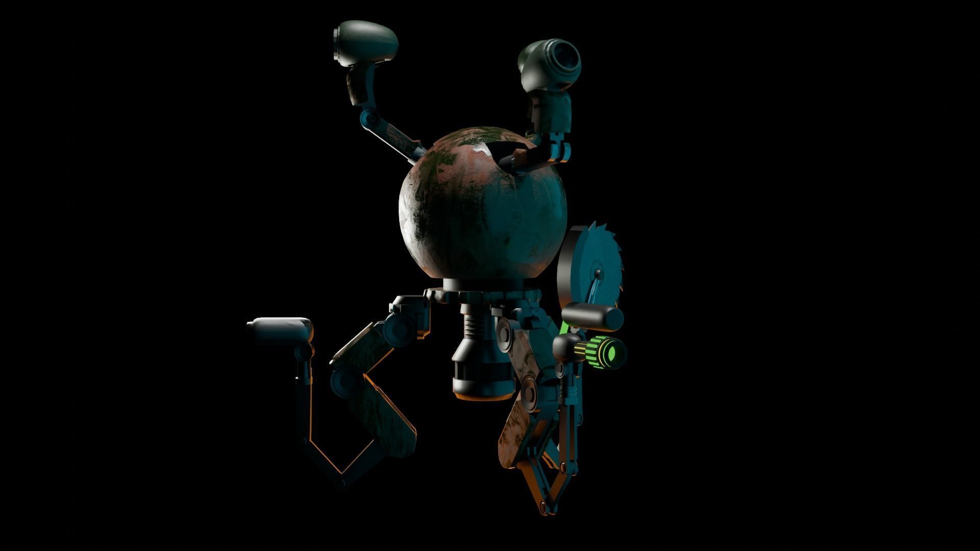 fallout Mr Handy Robot Rig 3D Low-poly 3D model Free low-poly 3D model_2