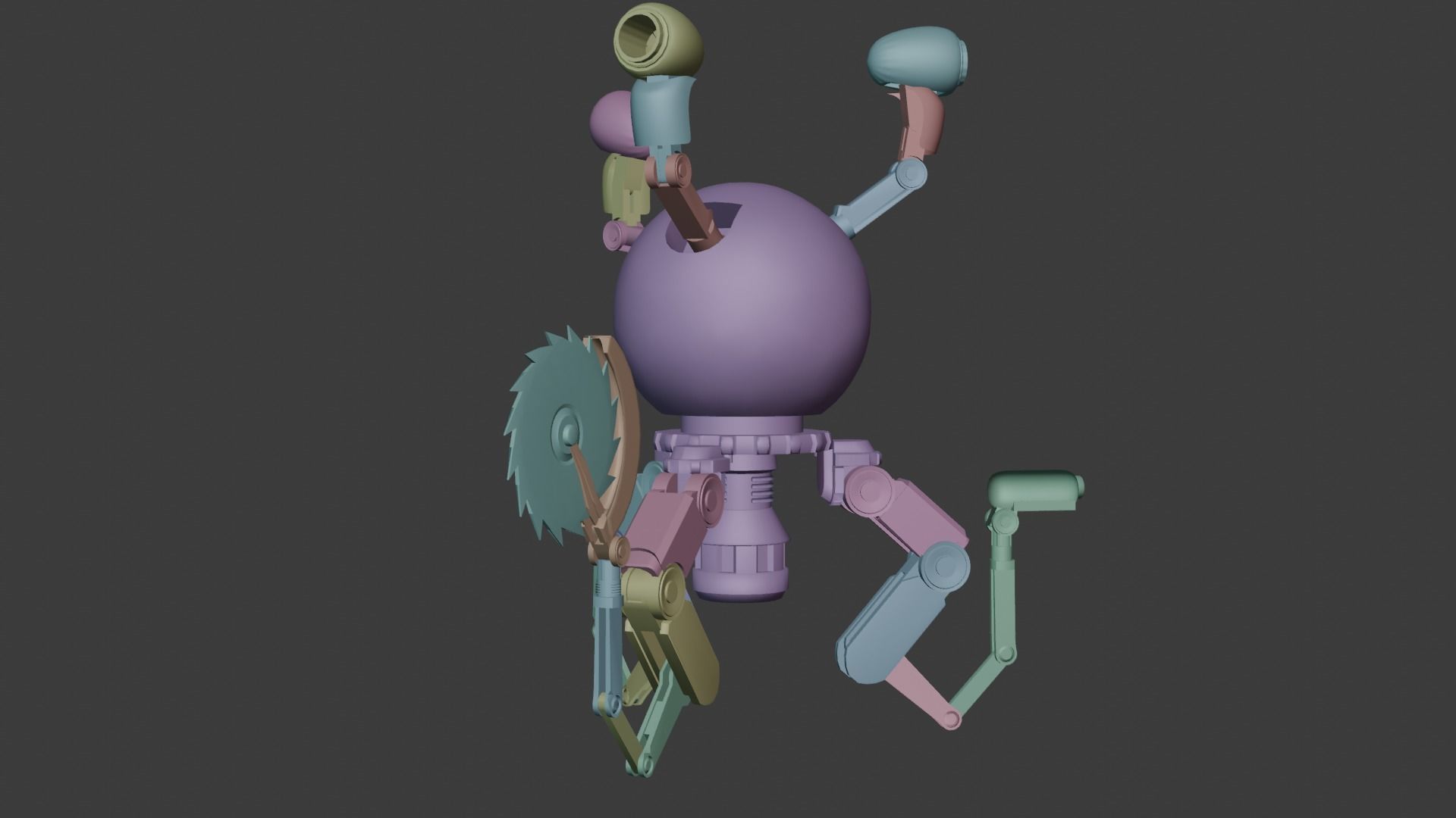 fallout Mr Handy Robot Rig 3D Low-poly 3D model Free low-poly 3D model_10