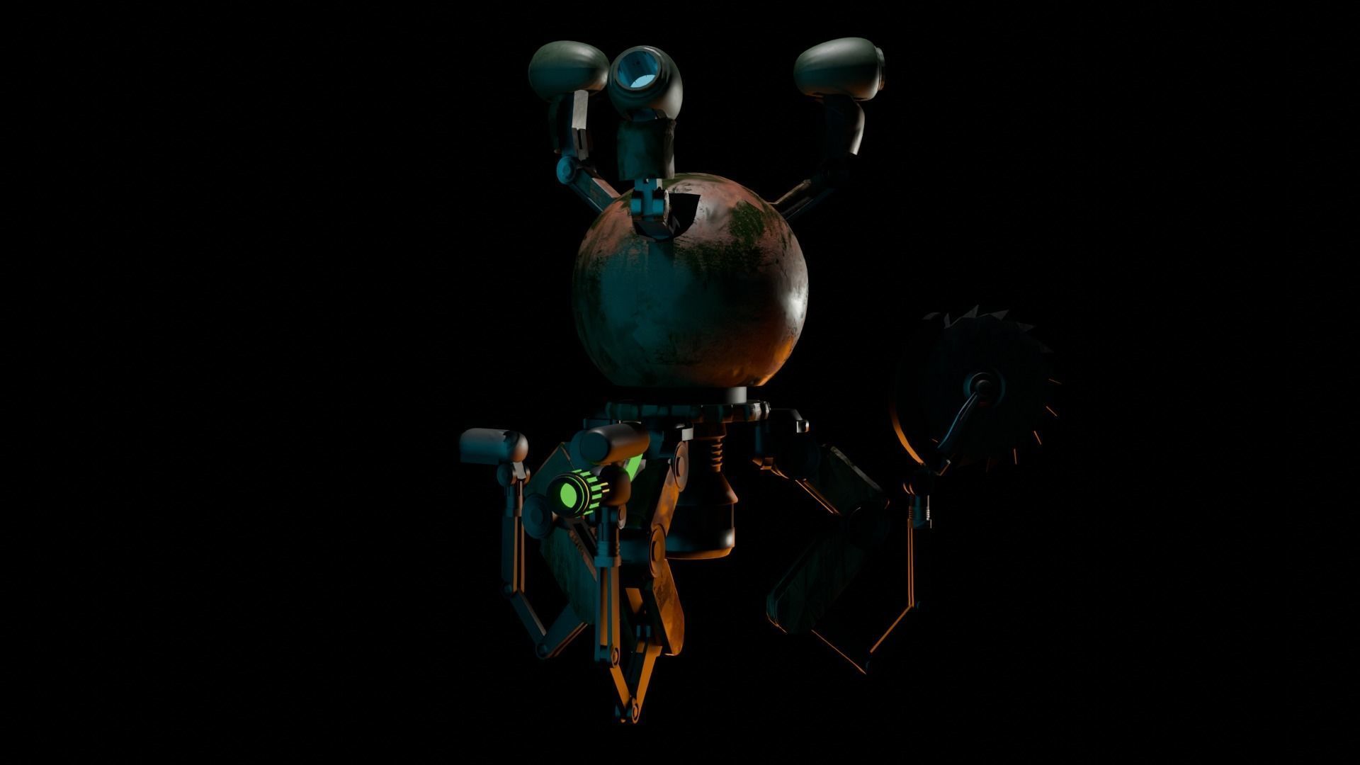 fallout Mr Handy Robot Rig 3D Low-poly 3D model Free low-poly 3D model_4