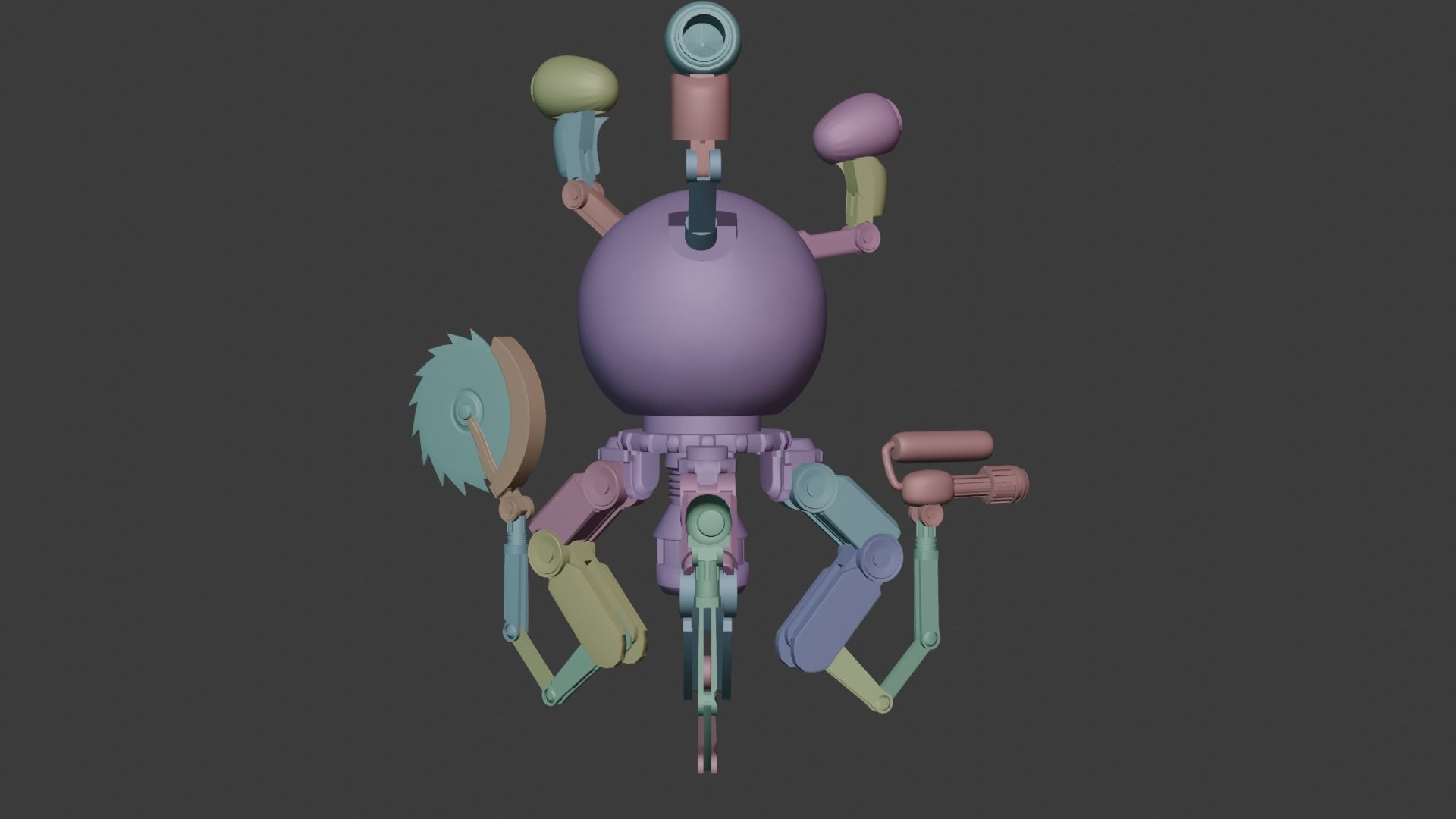 fallout Mr Handy Robot Rig 3D Low-poly 3D model Free low-poly 3D model_12