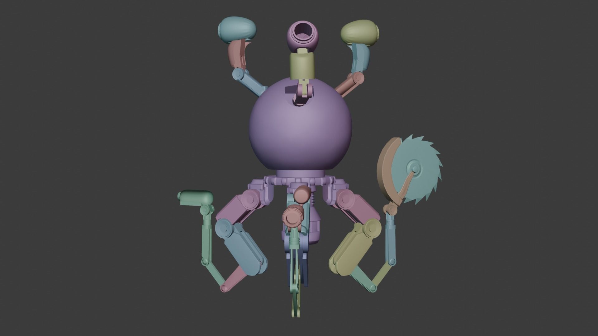 fallout Mr Handy Robot Rig 3D Low-poly 3D model Free low-poly 3D model_7