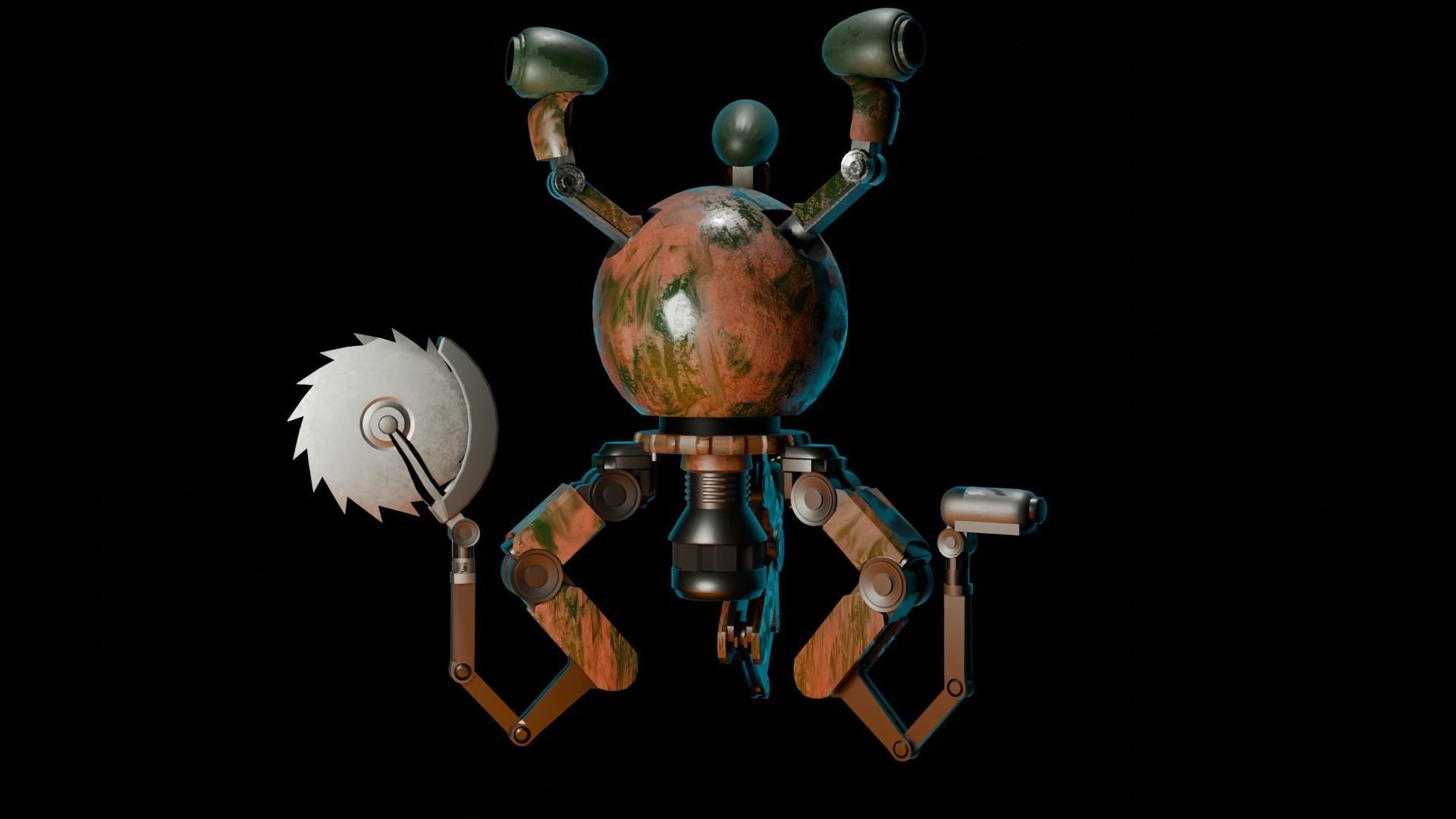 fallout Mr Handy Robot Rig 3D Low-poly 3D model Free low-poly 3D model_3