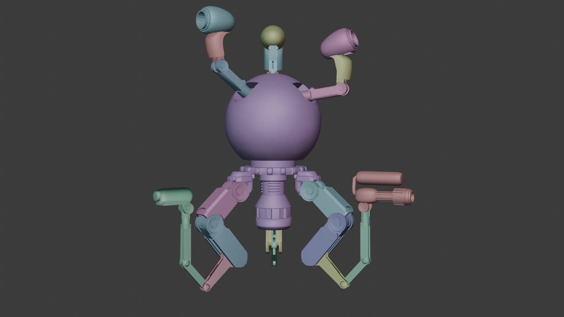 fallout Mr Handy Robot Rig 3D Low-poly 3D model Free low-poly 3D model_8