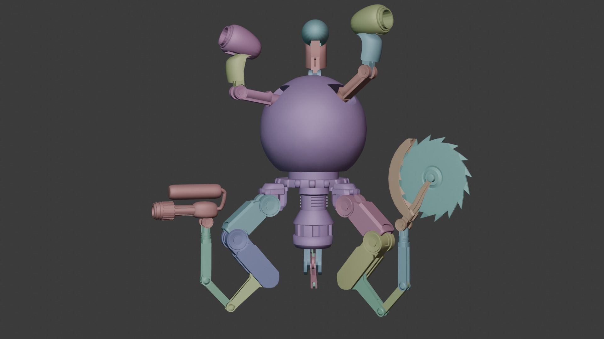 fallout Mr Handy Robot Rig 3D Low-poly 3D model Free low-poly 3D model_9