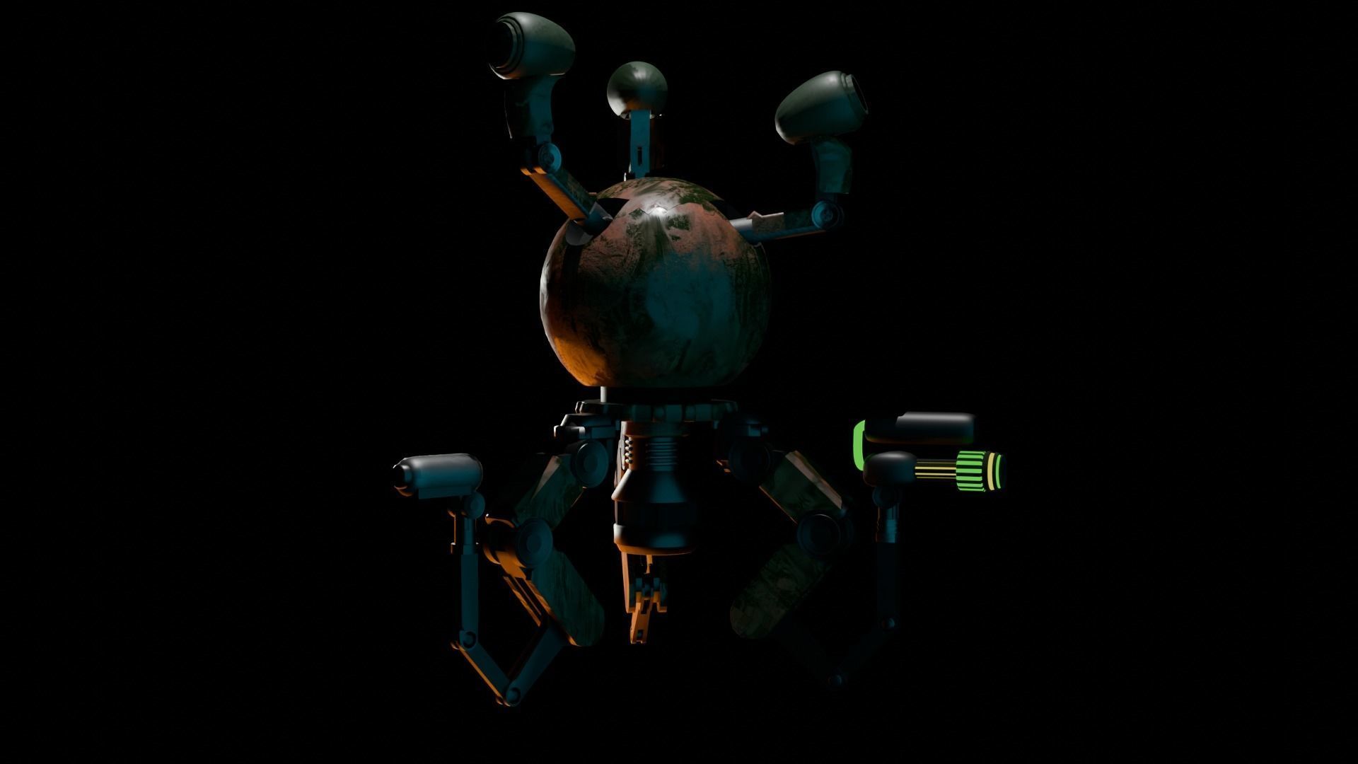 fallout Mr Handy Robot Rig 3D Low-poly 3D model Free low-poly 3D model_5