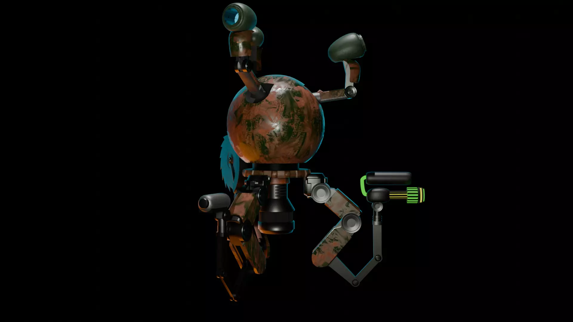 fallout Mr Handy Robot Rig 3D Low-poly 3D model Free low-poly 3D model_0