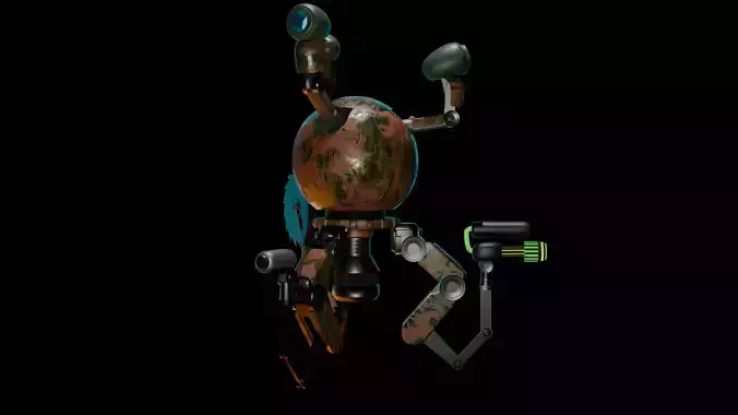 fallout Mr Handy Robot Rig 3D Low-poly 3D model Free low-poly 3D model