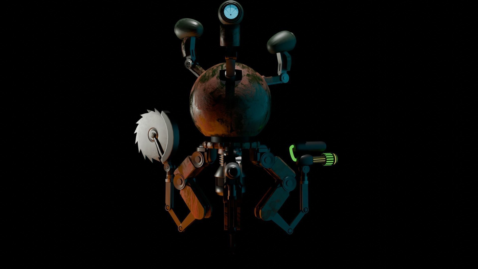 fallout Mr Handy Robot Rig 3D Low-poly 3D model Free low-poly 3D model_6