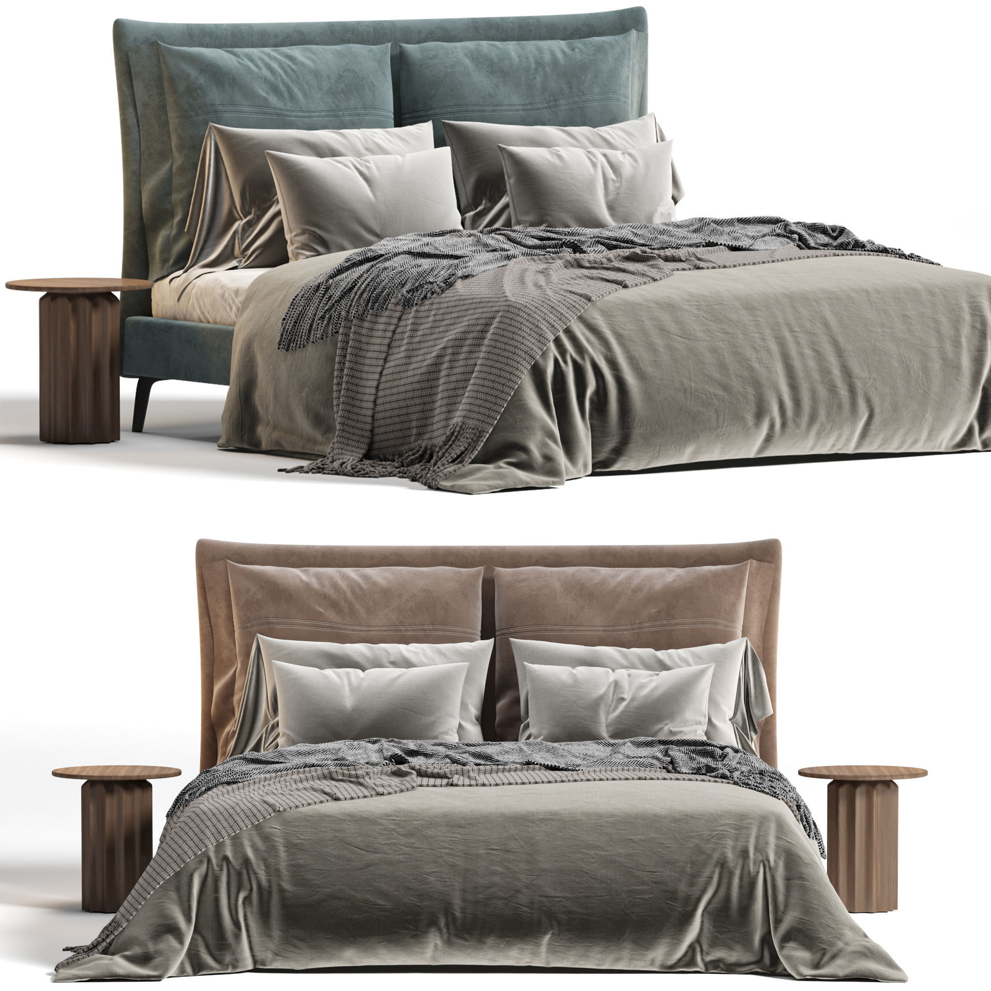 Soft bed by AiYAInteriors 3D model_5