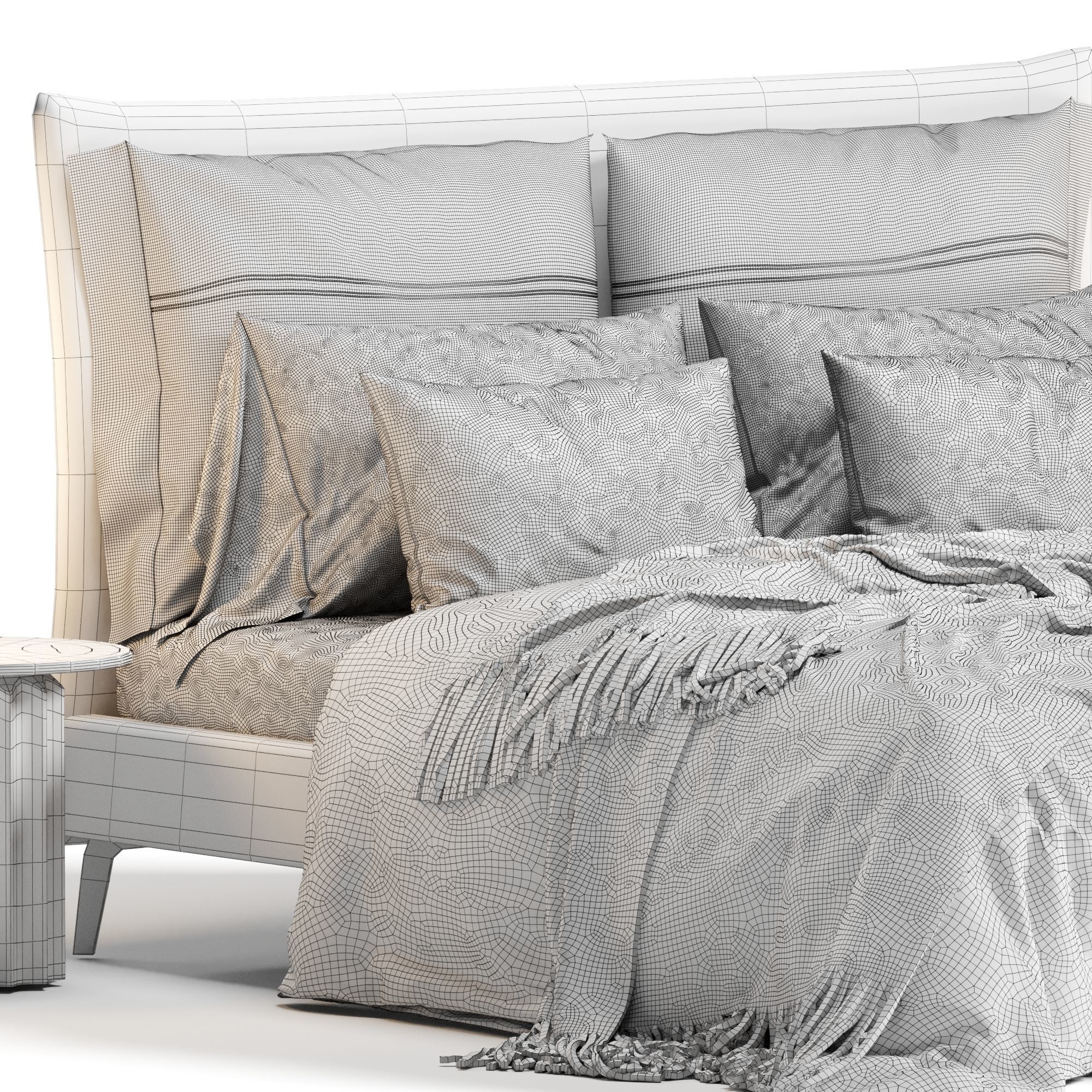 Soft bed by AiYAInteriors 3D model_6