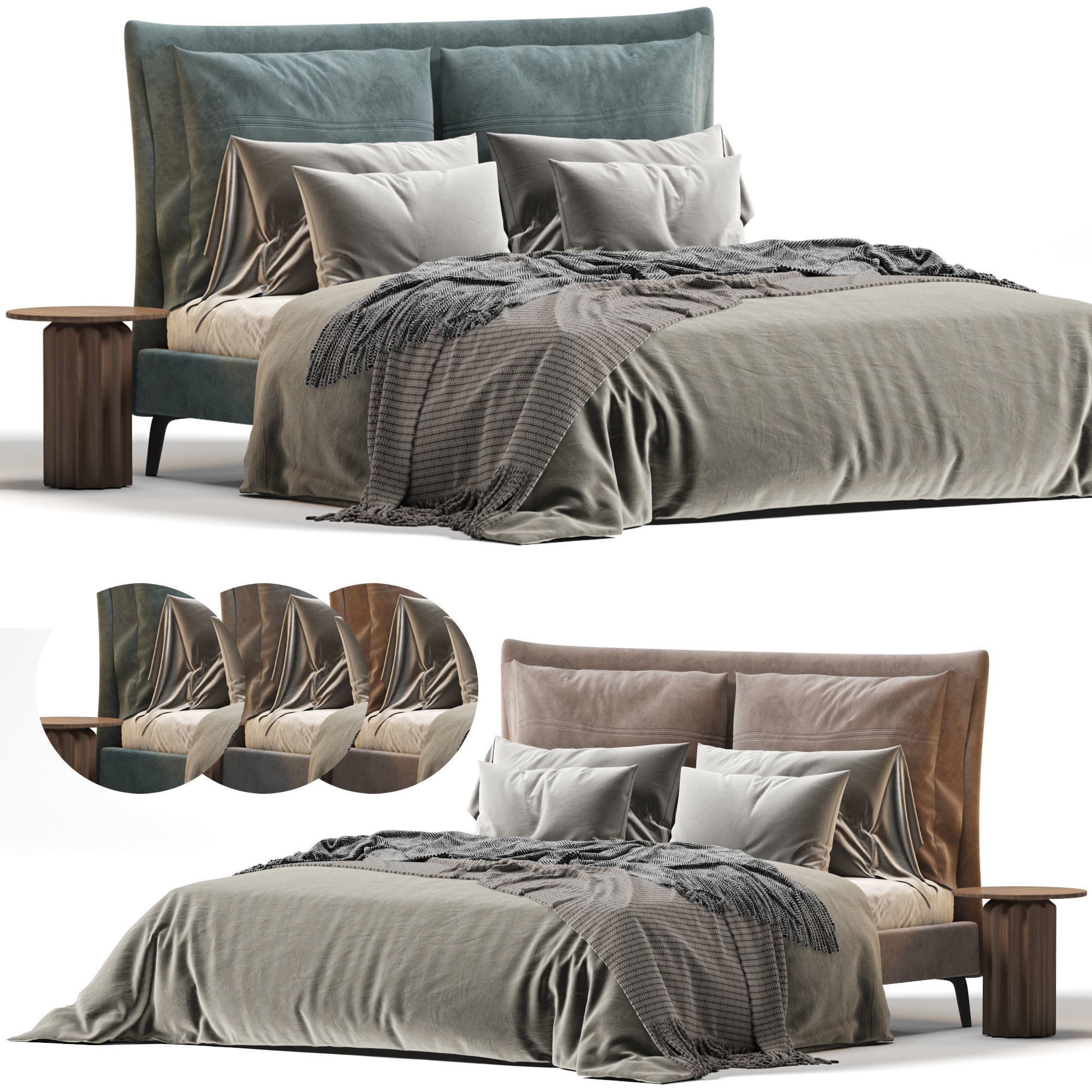 Soft bed by AiYAInteriors 3D model_1