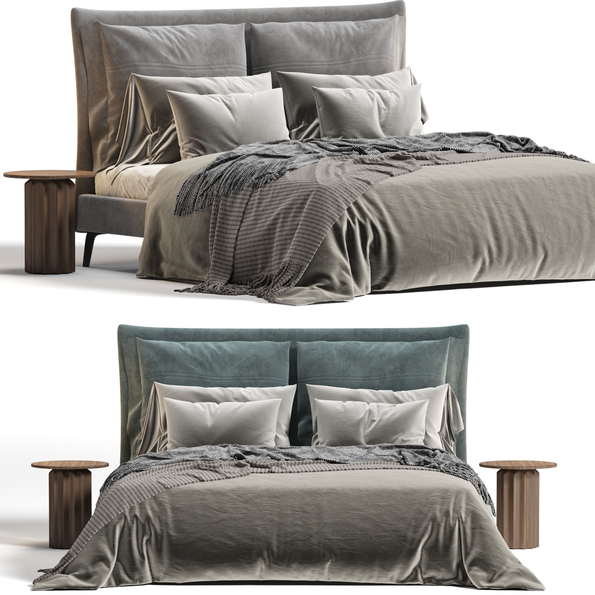 Soft bed by AiYAInteriors 3D model_4