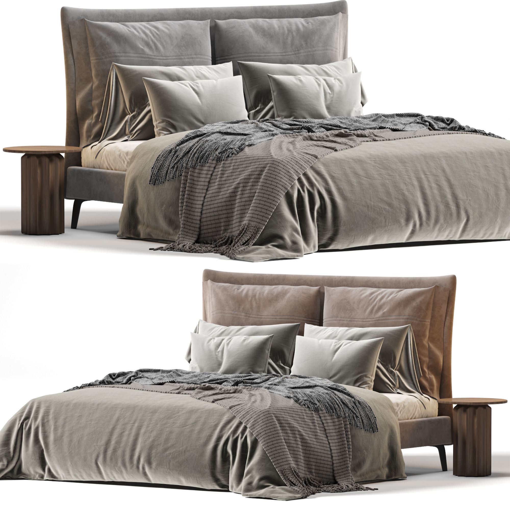 Soft bed by AiYAInteriors 3D model_3
