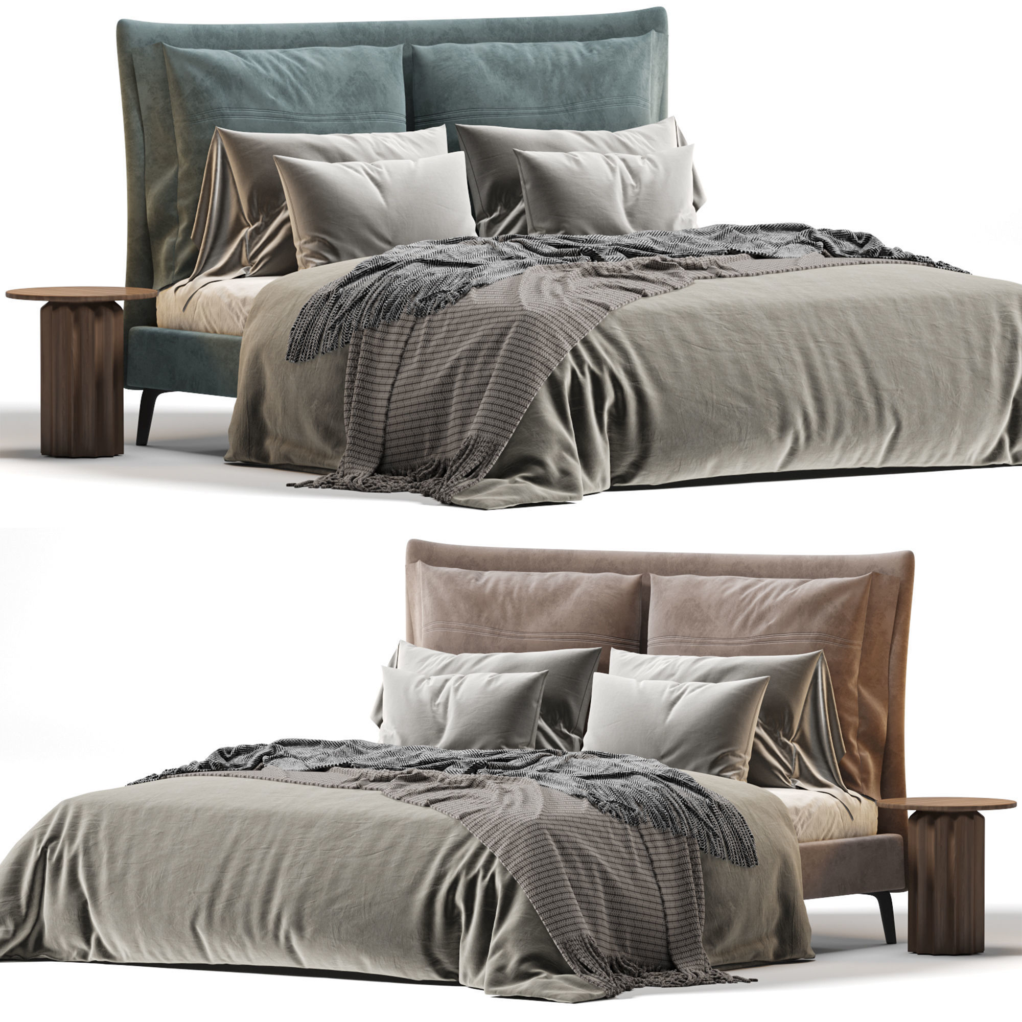 Soft bed by AiYAInteriors 3D model_2