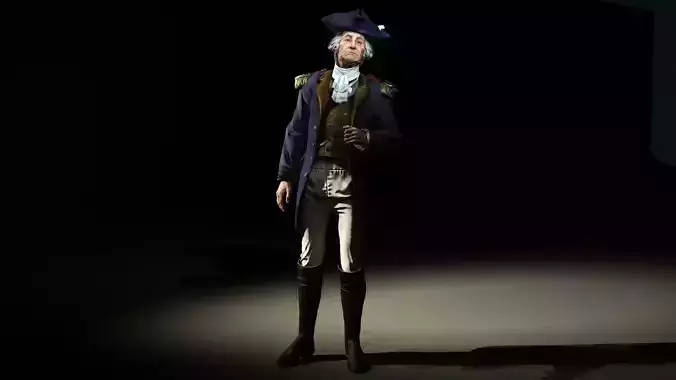 George Washington  character full Rigged and Animated 3D model