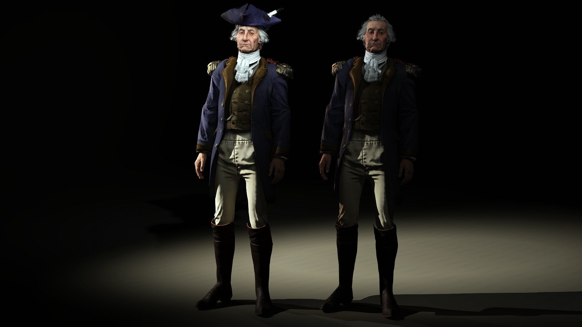 George Washington  character full Rigged and Animated 3D model_7