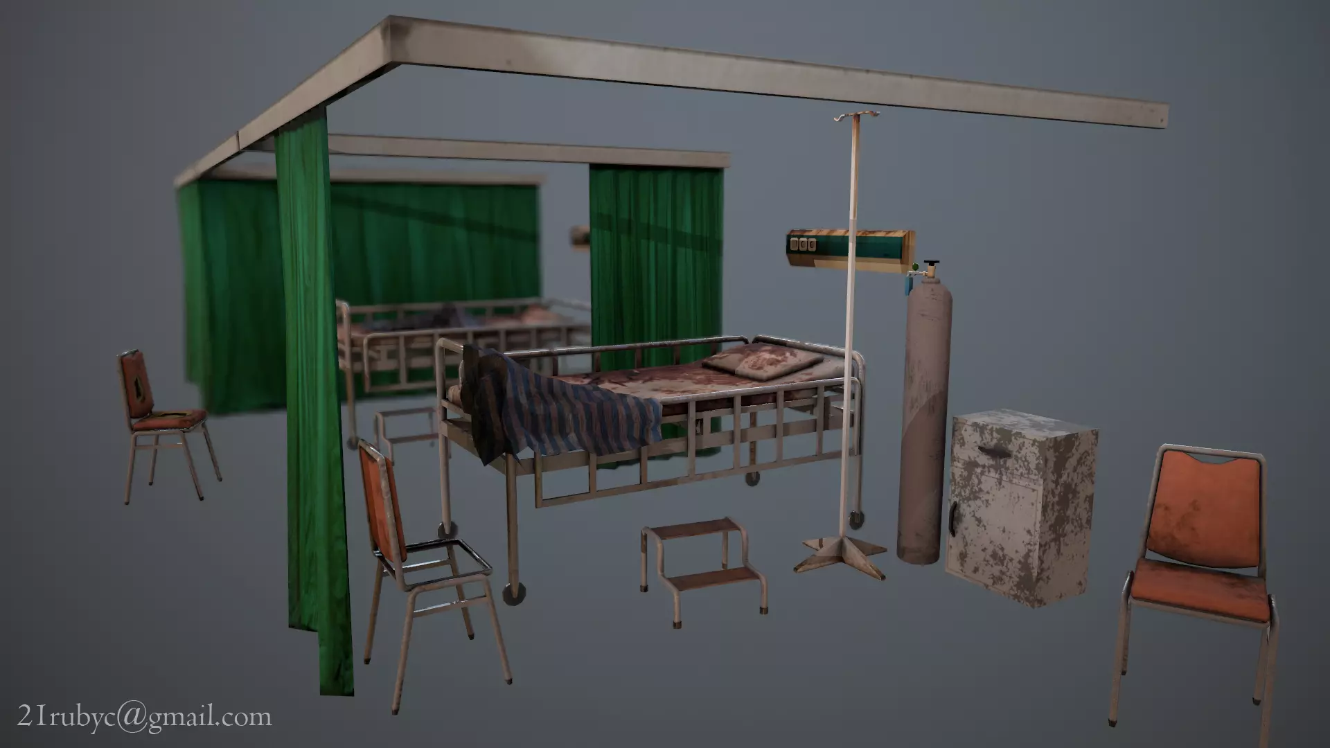 Abandoned Hospital  Low-poly 3D model_0