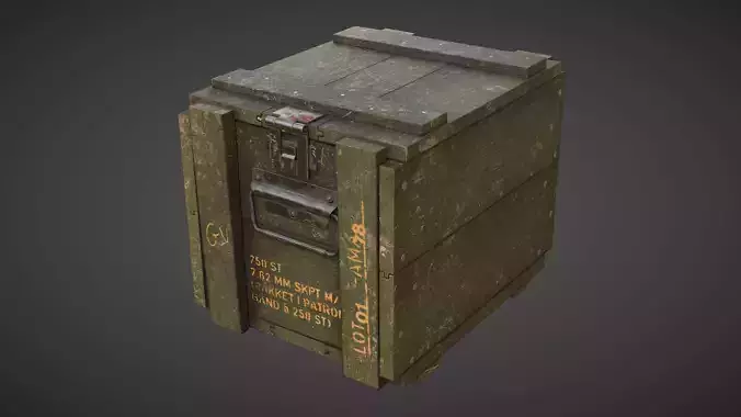 Wooden Ammo Crate Low-poly 3D model