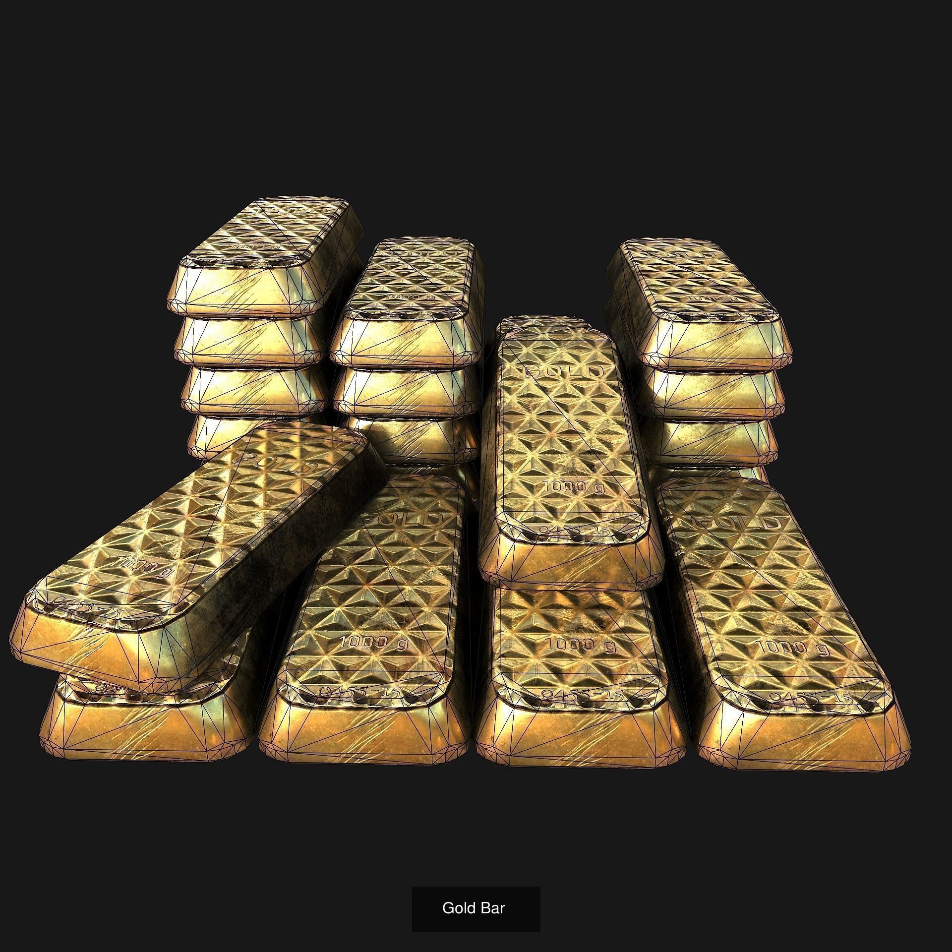 Gold Bar Collection Game Ready Model _3