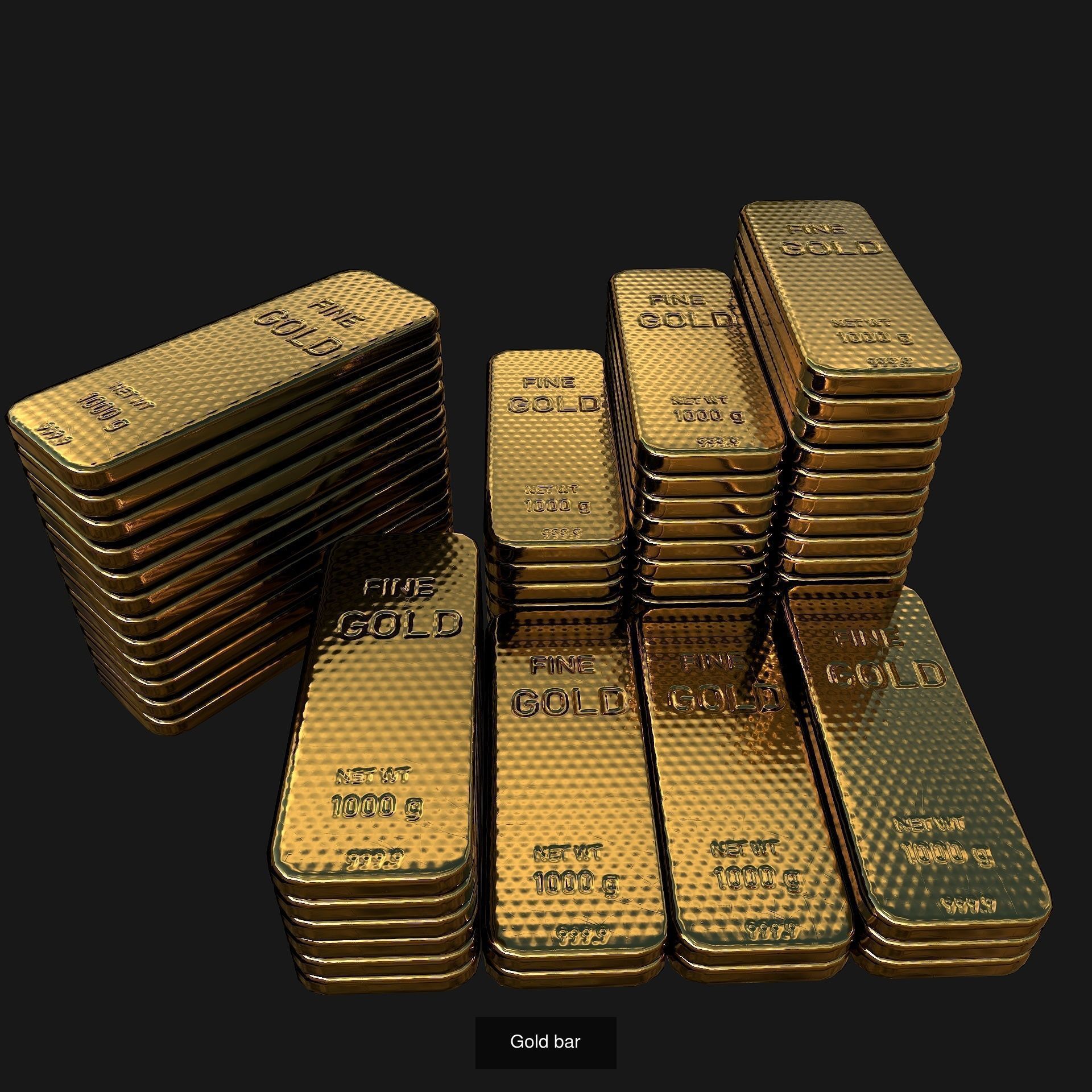 Gold Bar Collection Game Ready Model _5