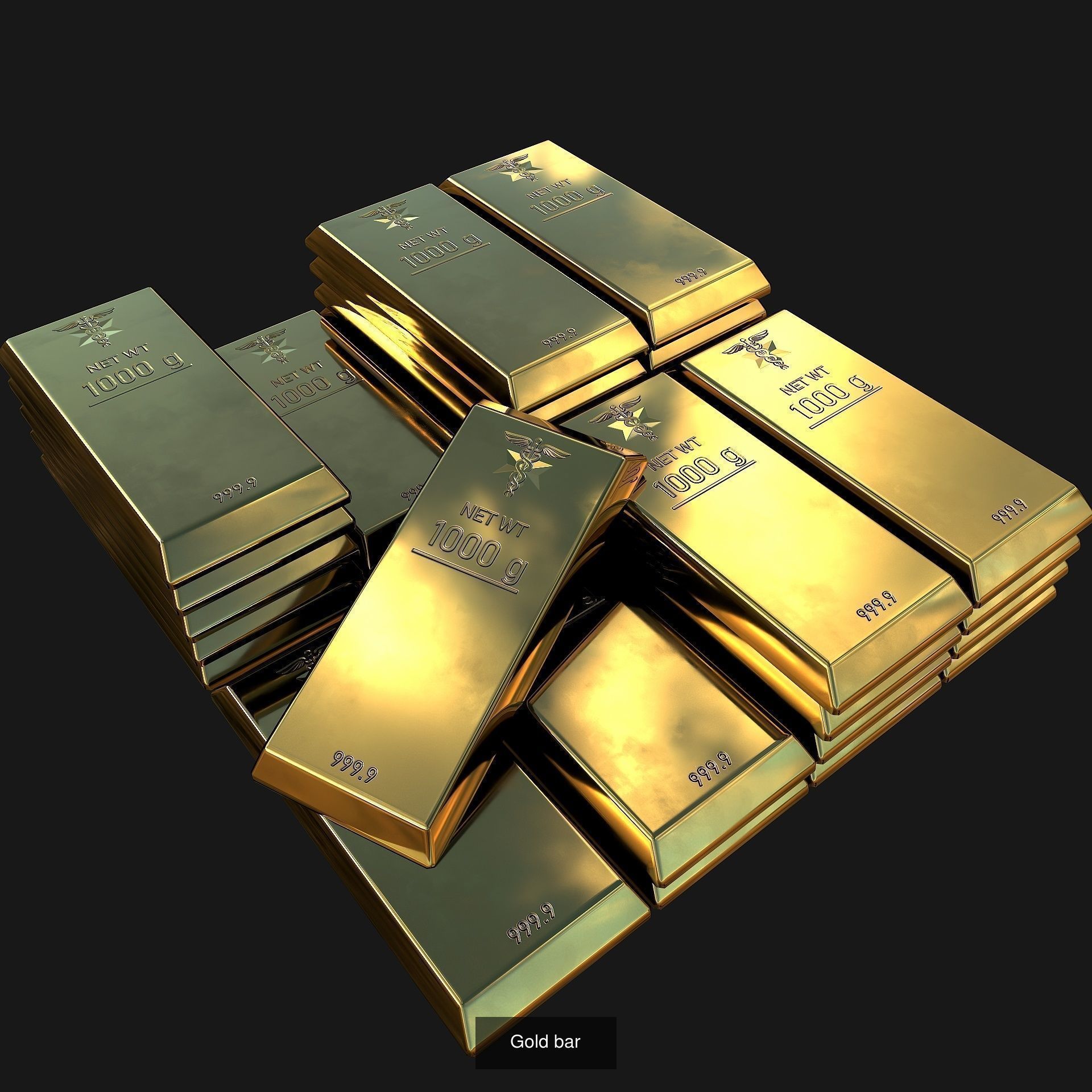 Gold Bar Collection Game Ready Model _4