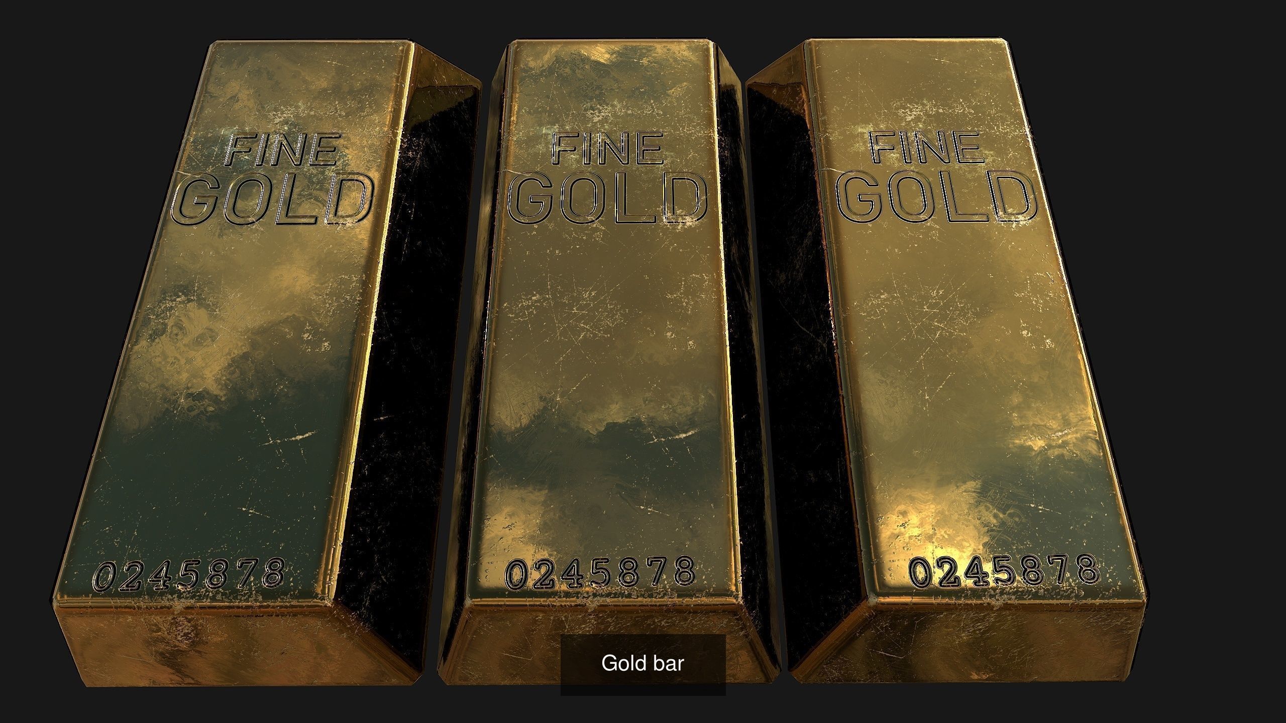 Gold Bar Collection Game Ready Model _7