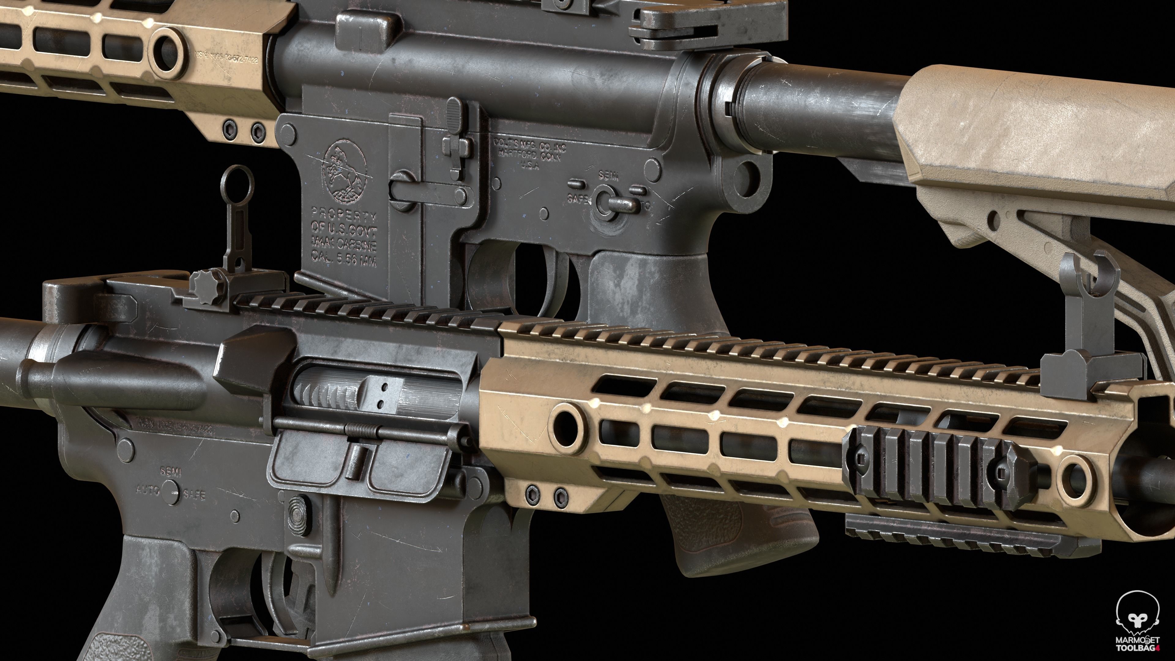 AR15 - Assault Rifle Game Ready Low-poly 3D model_9