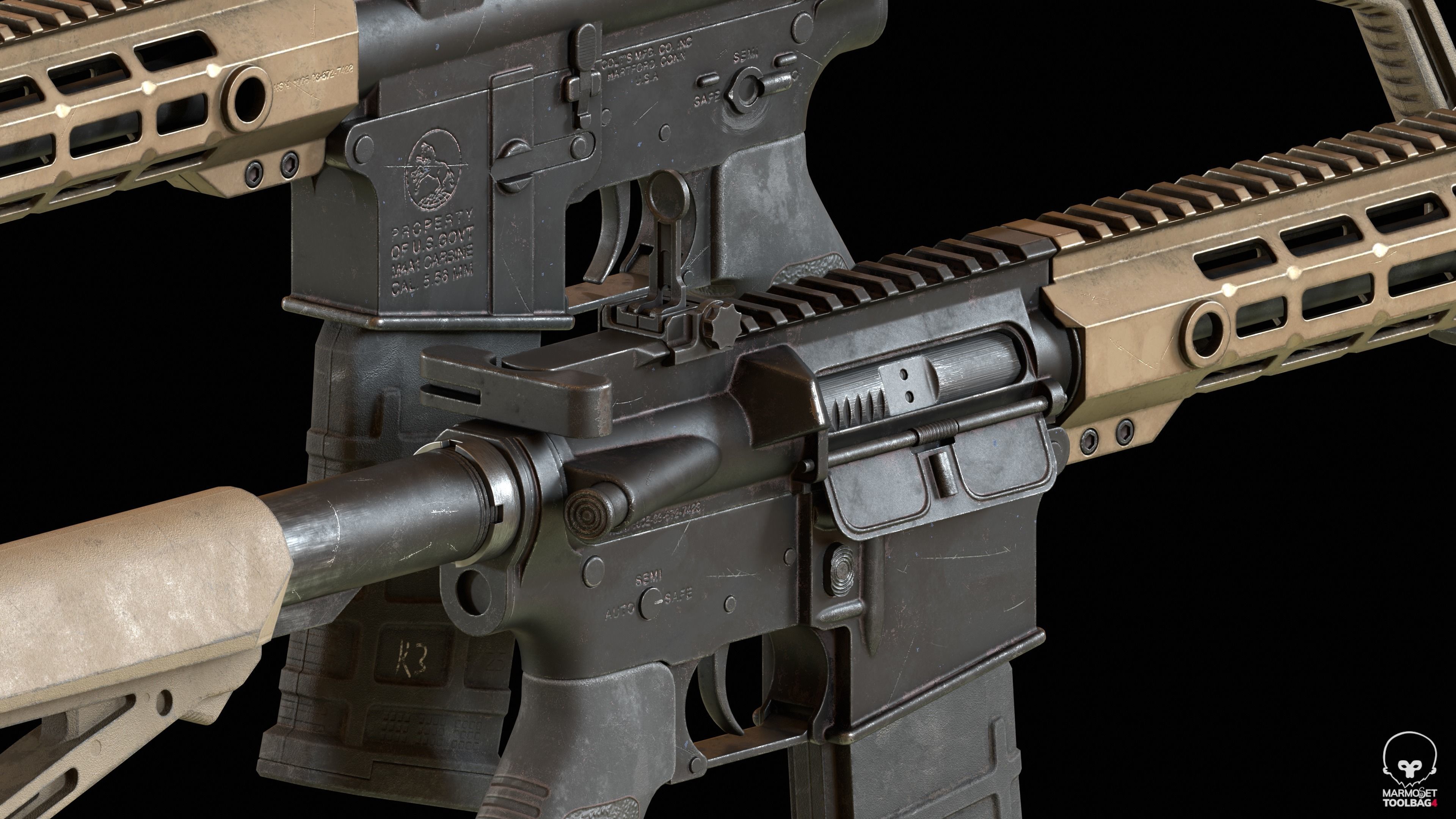 AR15 - Assault Rifle Game Ready Low-poly 3D model_8