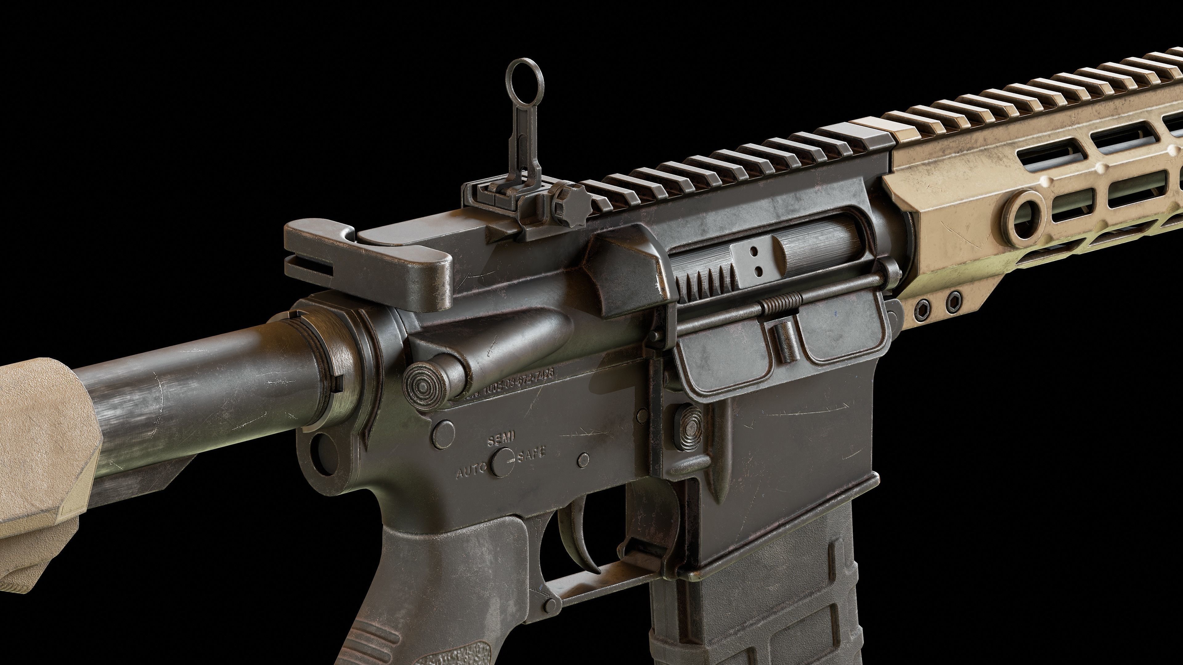 AR15 - Assault Rifle Game Ready Low-poly 3D model_12