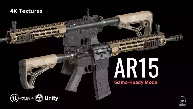 AR15 - Assault Rifle Game Ready Low-poly 3D model