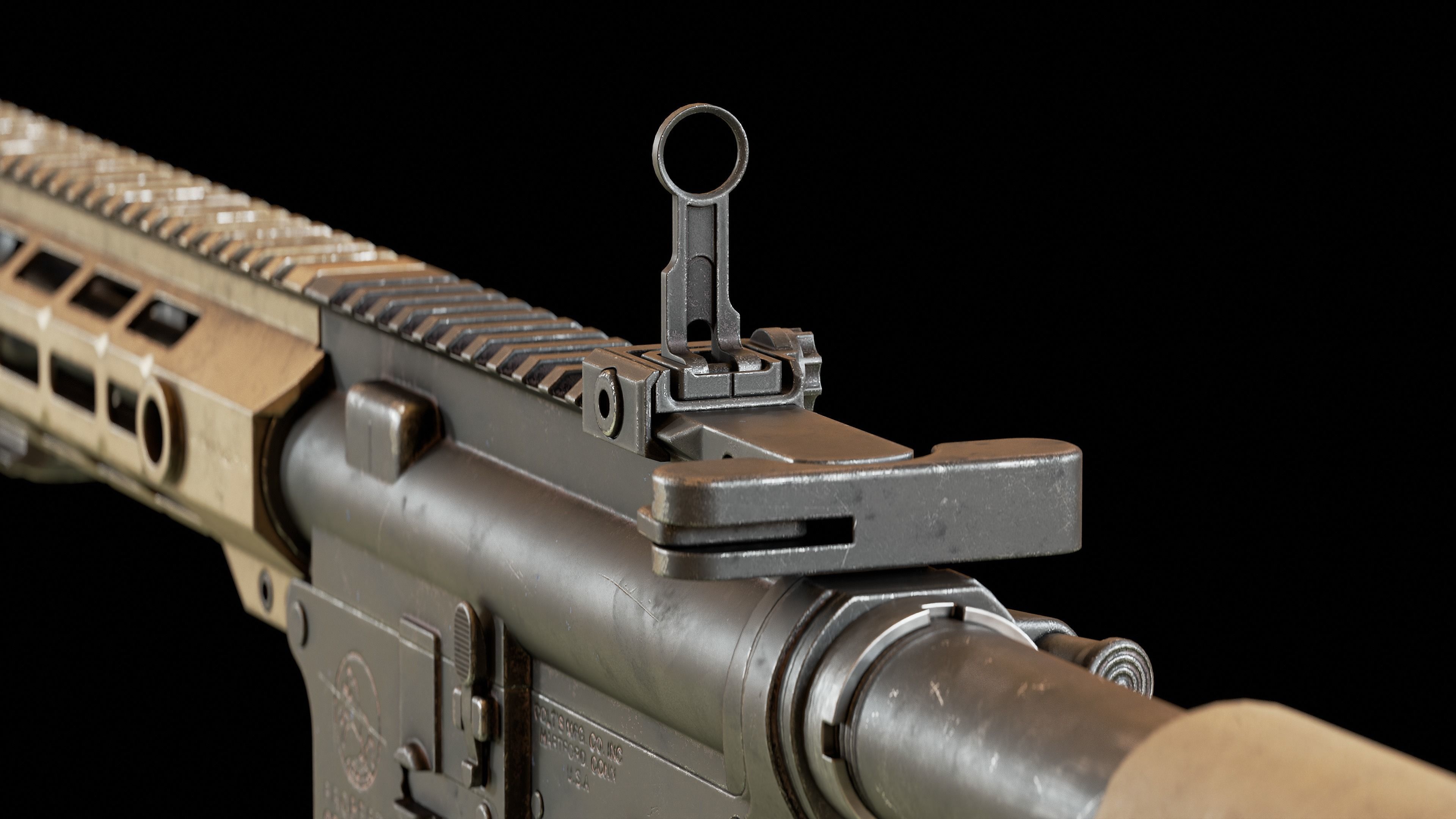 AR15 - Assault Rifle Game Ready Low-poly 3D model_11