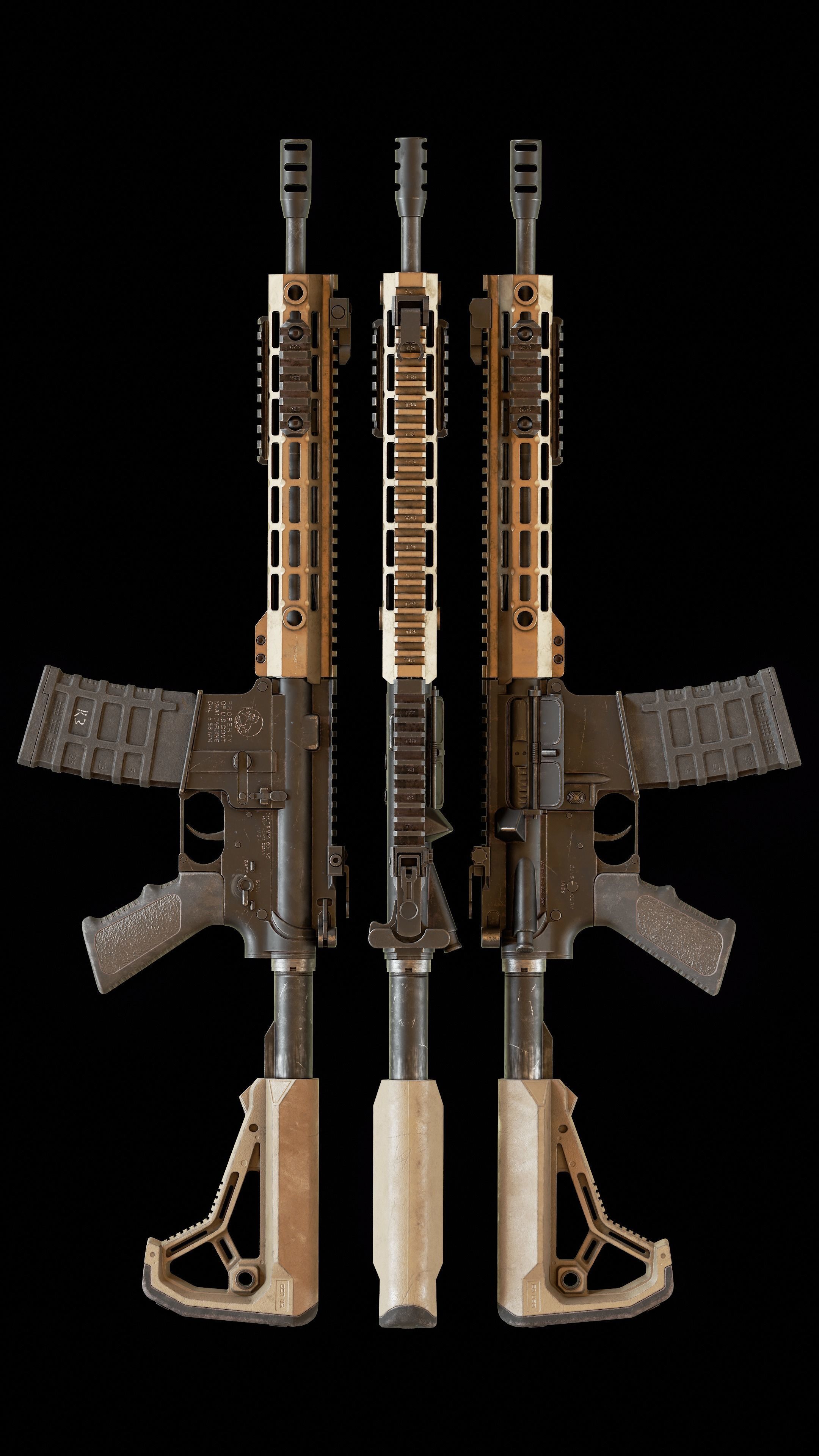 AR15 - Assault Rifle Game Ready Low-poly 3D model_15