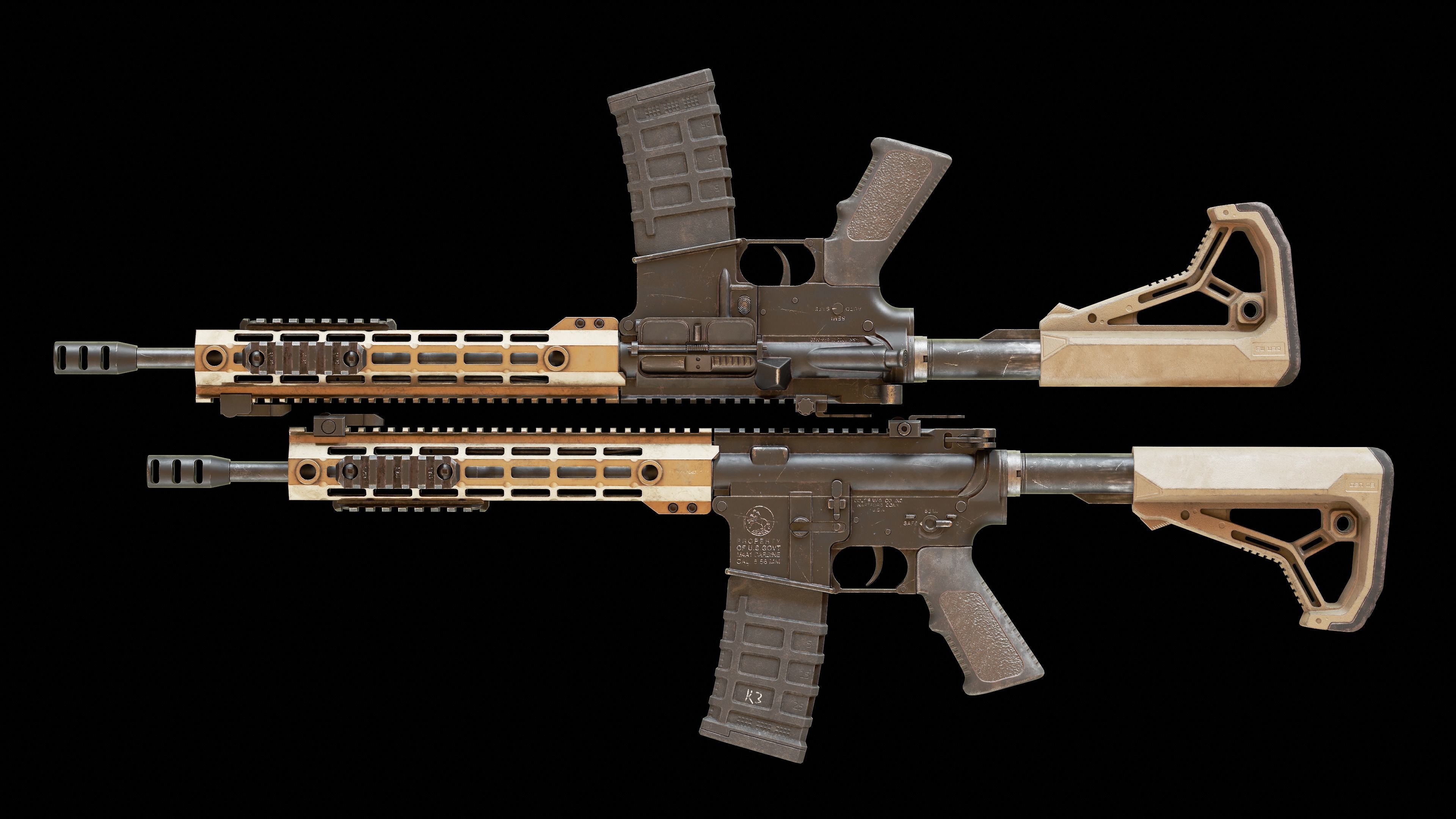 AR15 - Assault Rifle Game Ready Low-poly 3D model_14