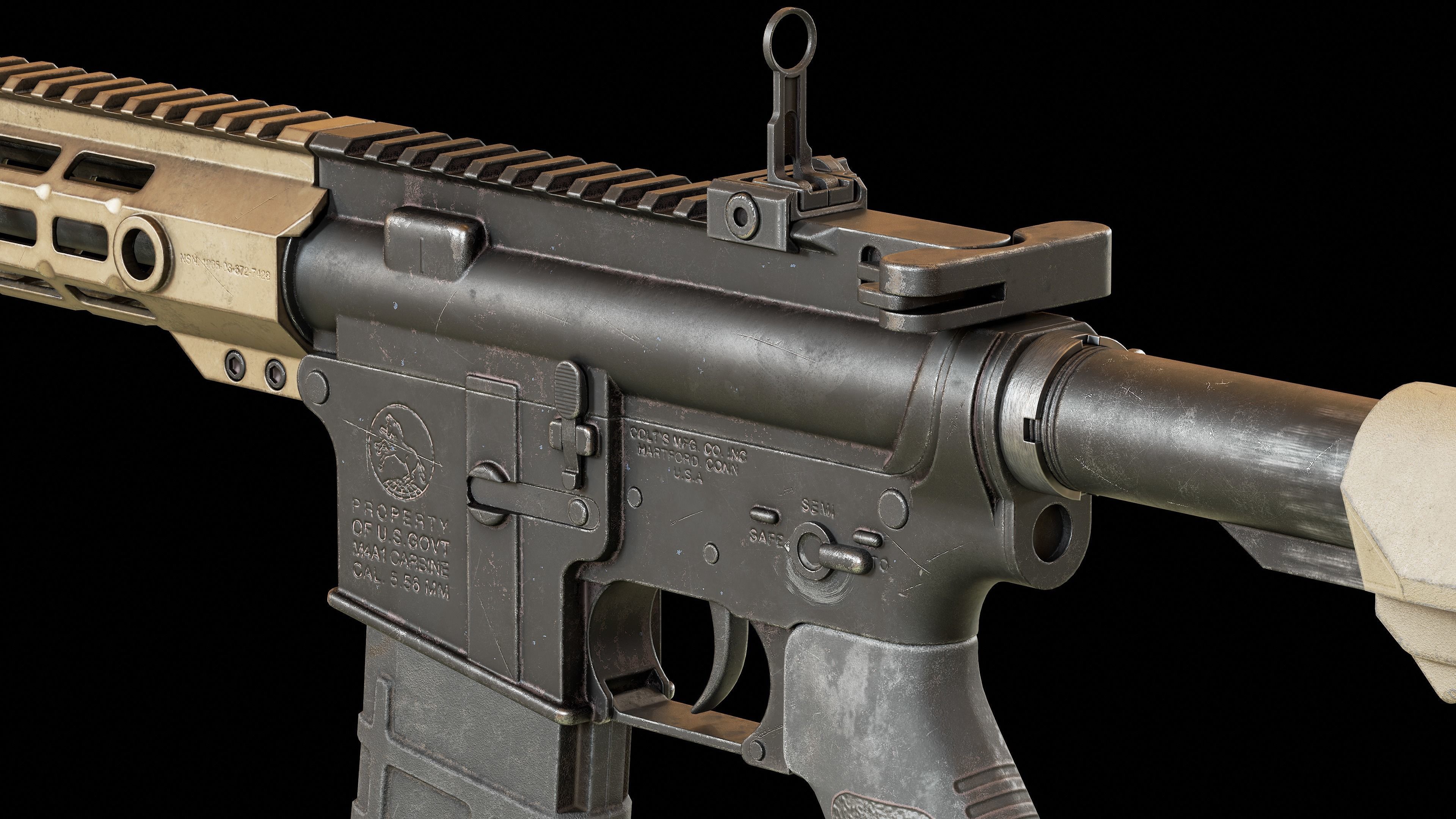 AR15 - Assault Rifle Game Ready Low-poly 3D model_10