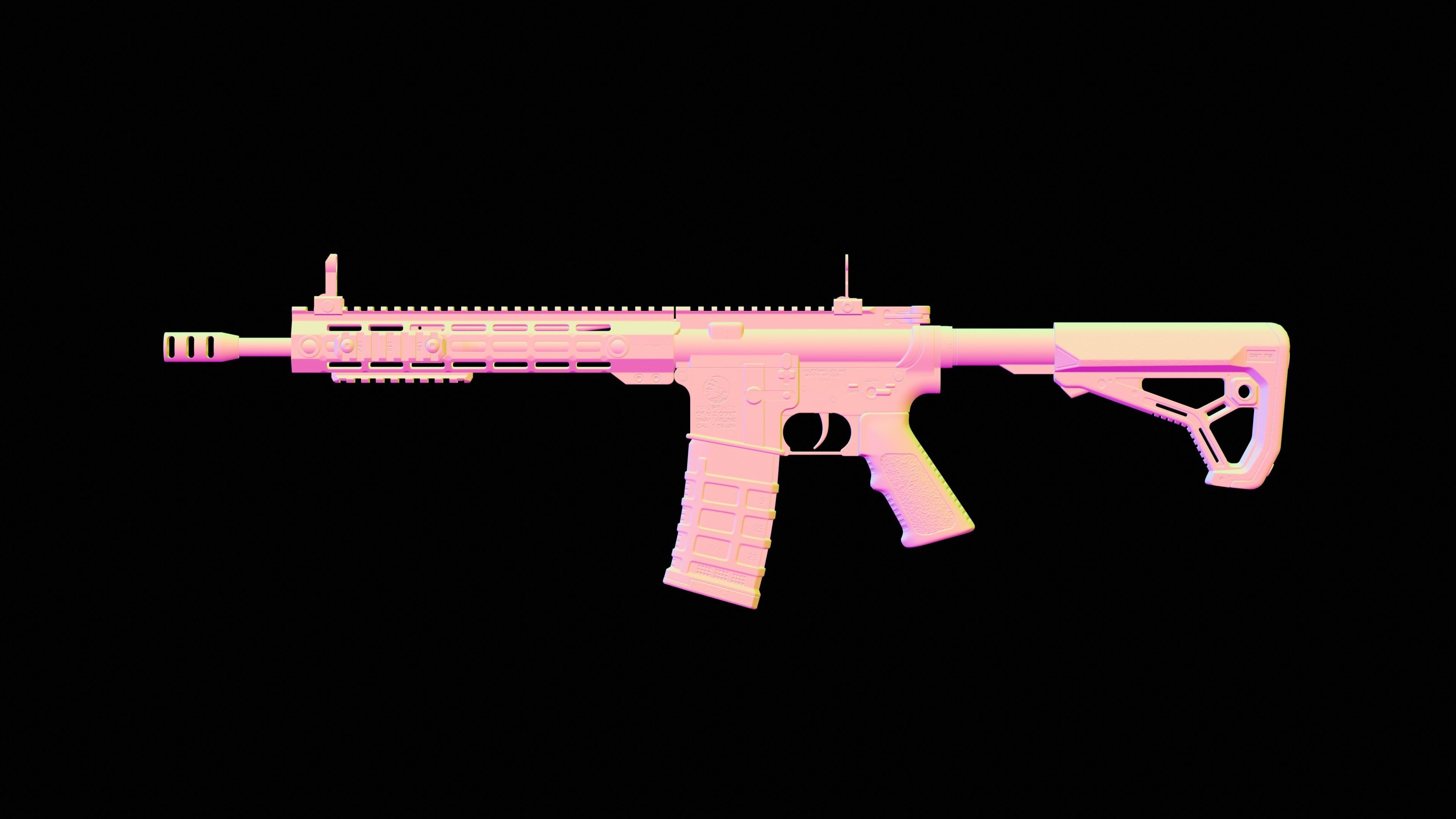 AR15 - Assault Rifle Game Ready Low-poly 3D model_28