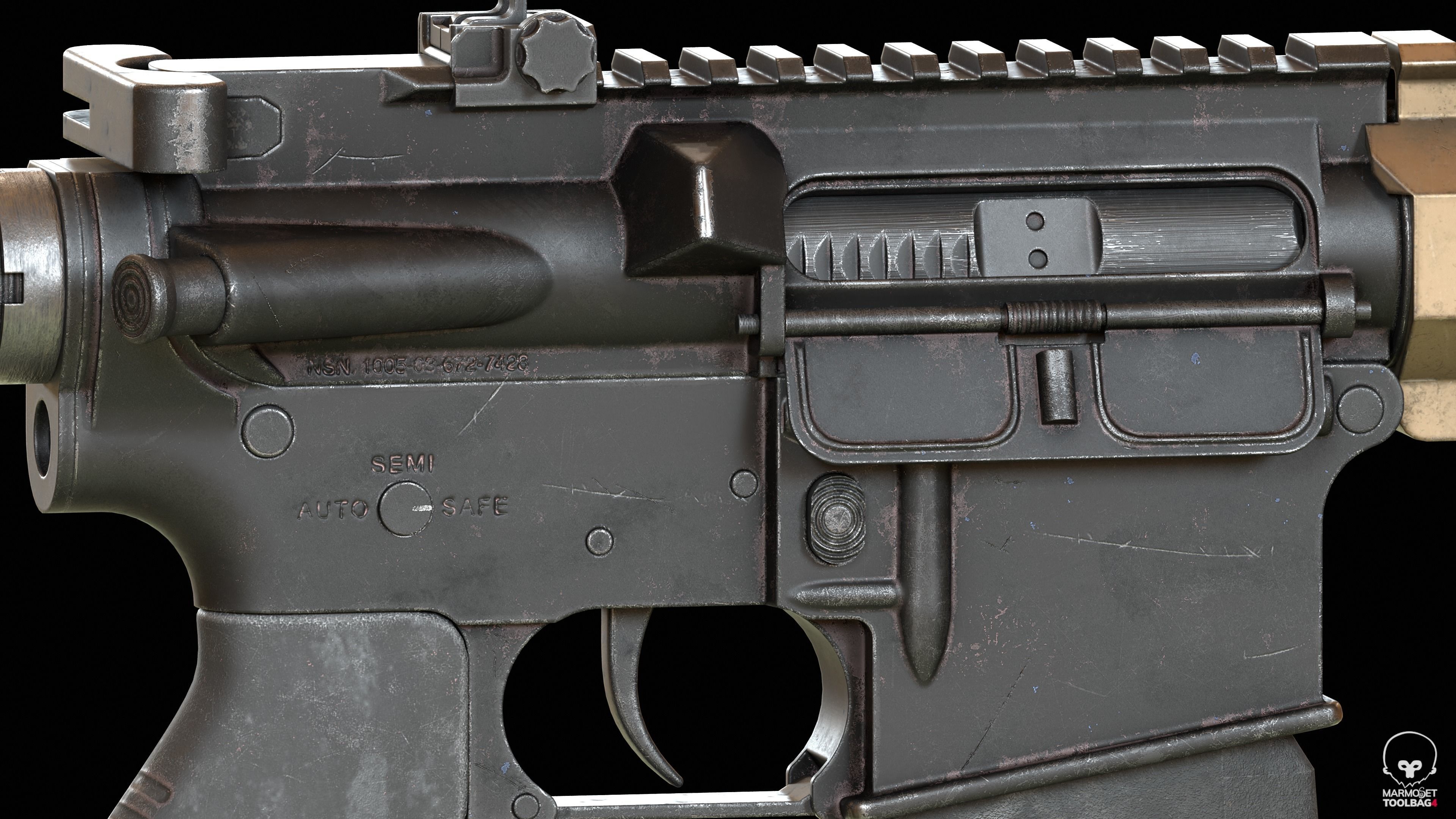 AR15 - Assault Rifle Game Ready Low-poly 3D model_13