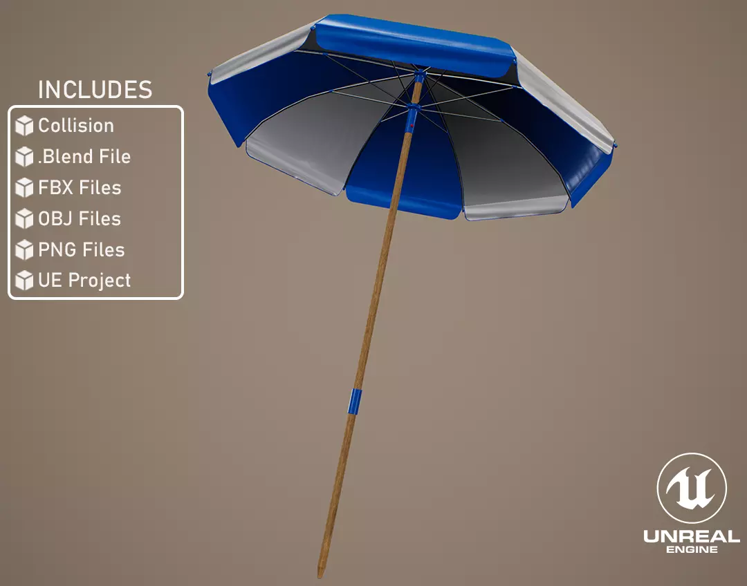 Summer Beach Umbrella Low-poly 3D model