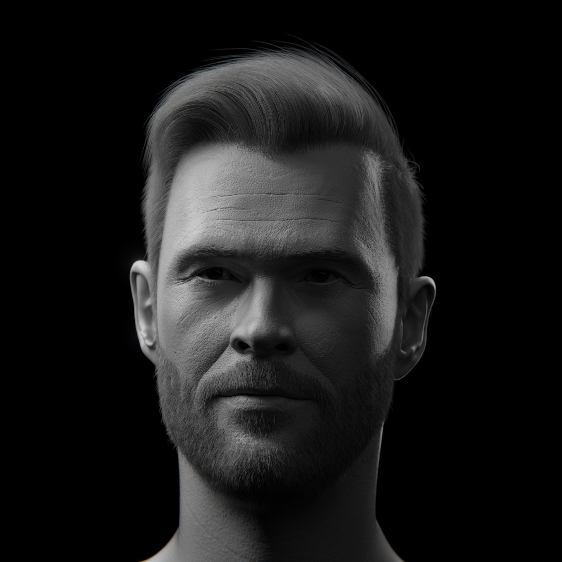 Chris Hemsworth Head with Particle Hair  3D model_1