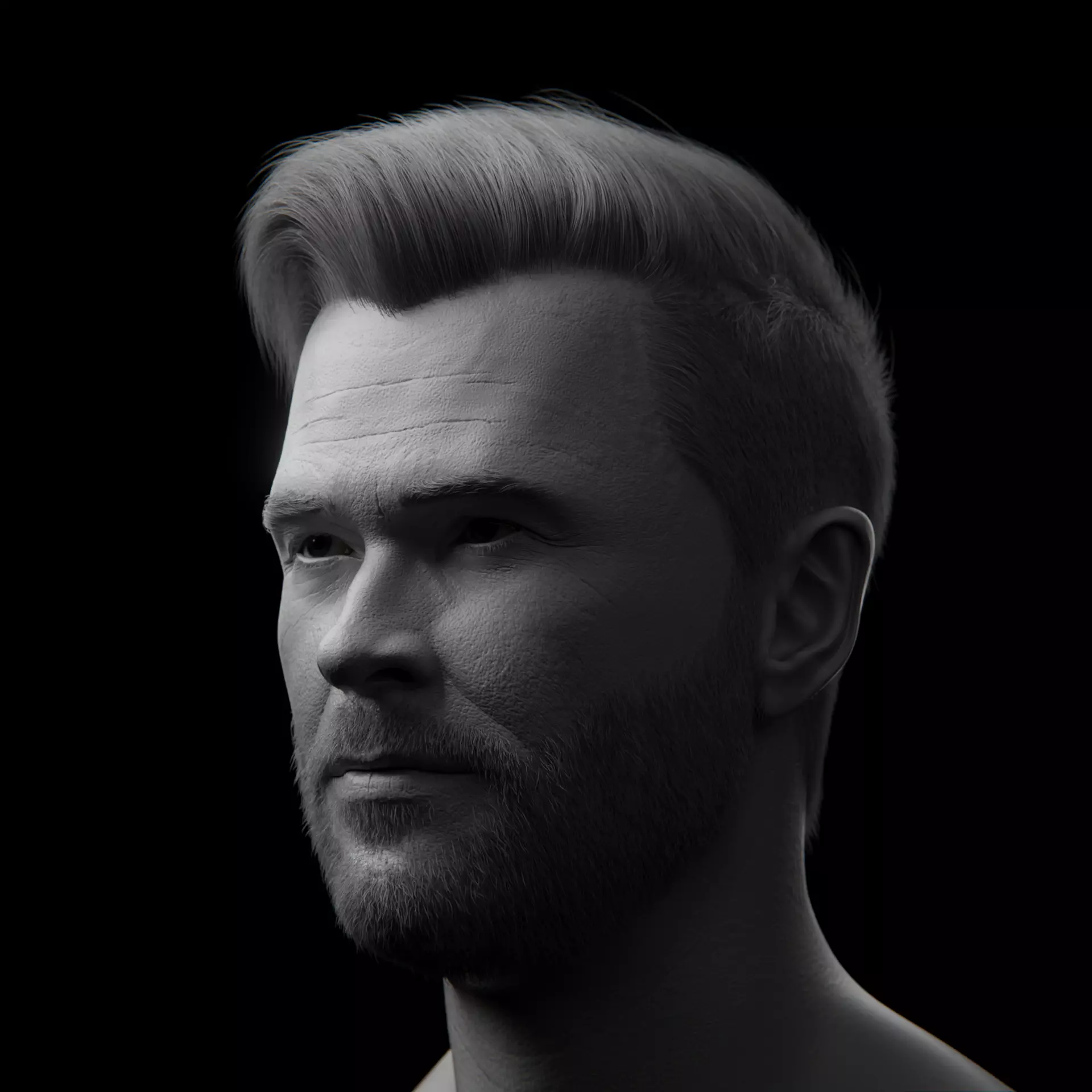 Chris Hemsworth Head with Particle Hair  3D model_0