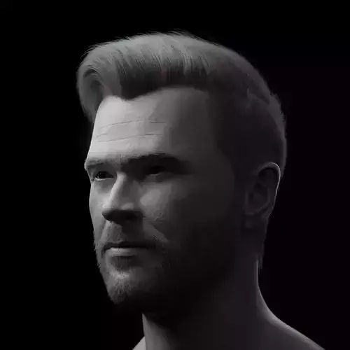 Chris Hemsworth Head with Particle Hair 