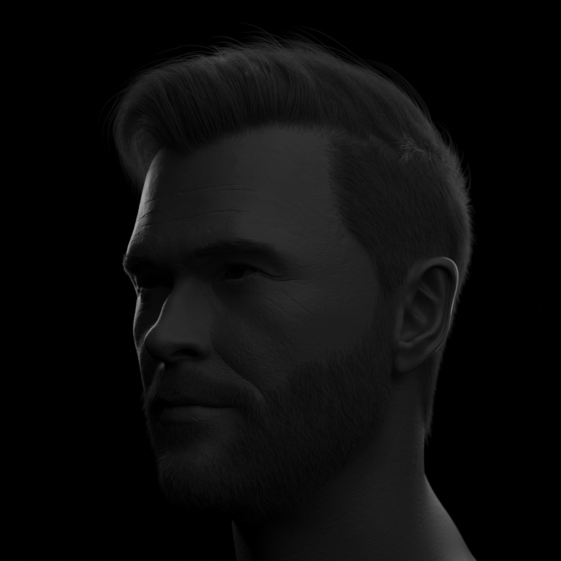 Chris Hemsworth Head with Particle Hair  3D model_2