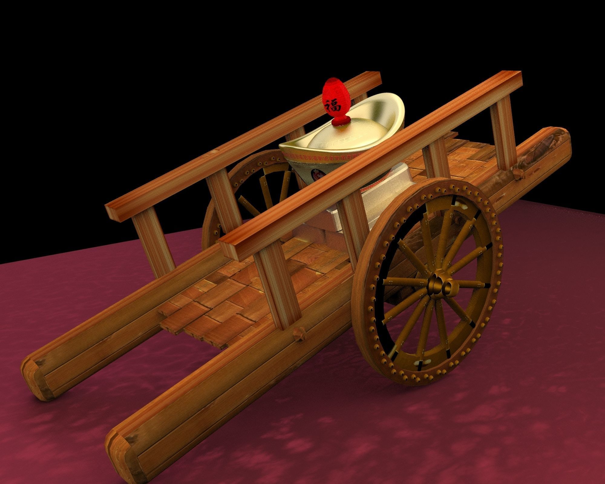 Chinese cart  3D model_2